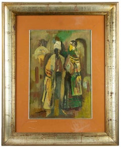 Vintage Oriental Figures - Oil on Canvas - 1970s