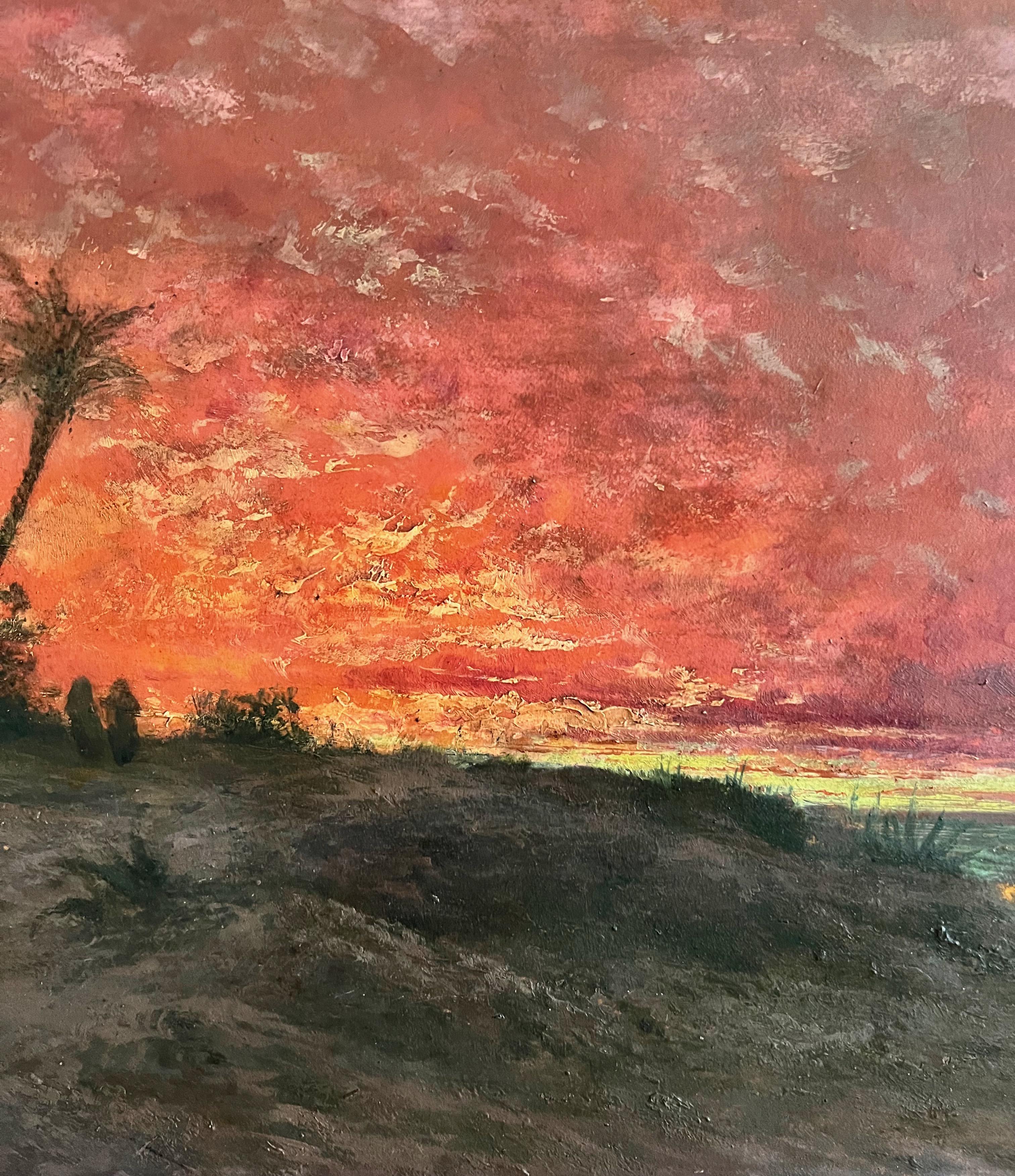 Sunset in an Oriental Landscape By The Sea.  For Sale 2