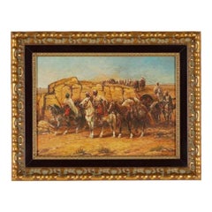 Orientalist Caravan Crossing Desert Rocks