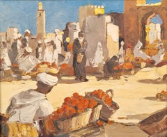 Orientalist French painting Market scene in North Africa Modern Art Deco 20th