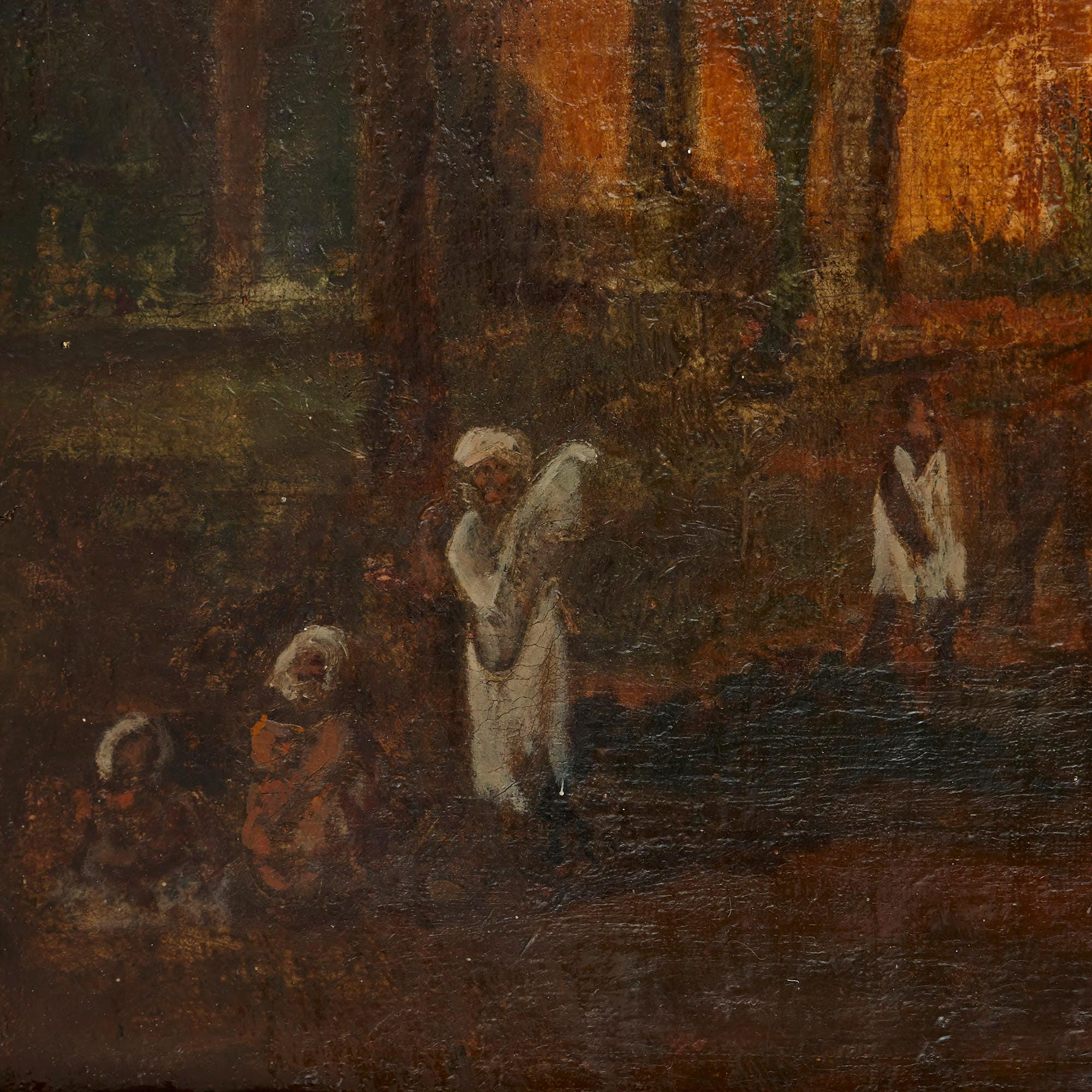 Orientalisches Ölgemälde der marokkanischen Stadt Fez (Braun), Landscape Painting, von Unknown