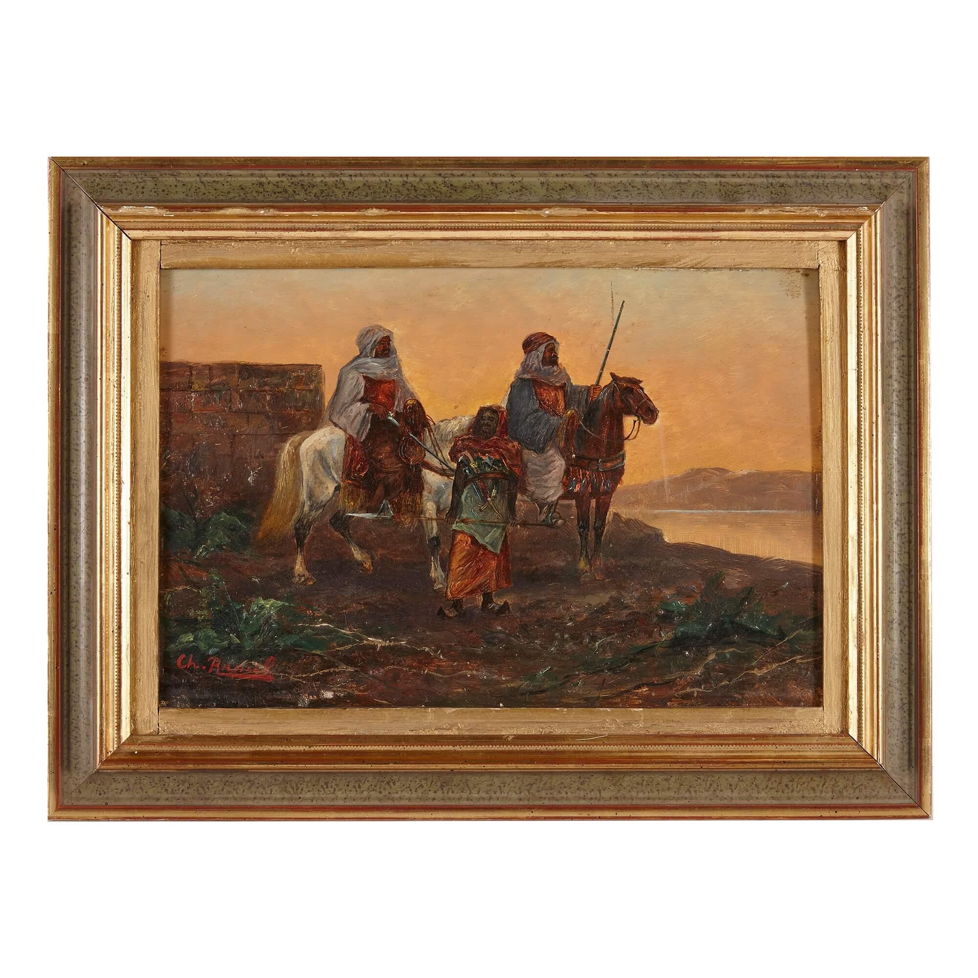 Unknown Figurative Painting - Orientalist Oil Painting with Equestrian Subject