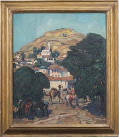 Orientalist Town View Finely Painted Important Framed Original Camel Painting