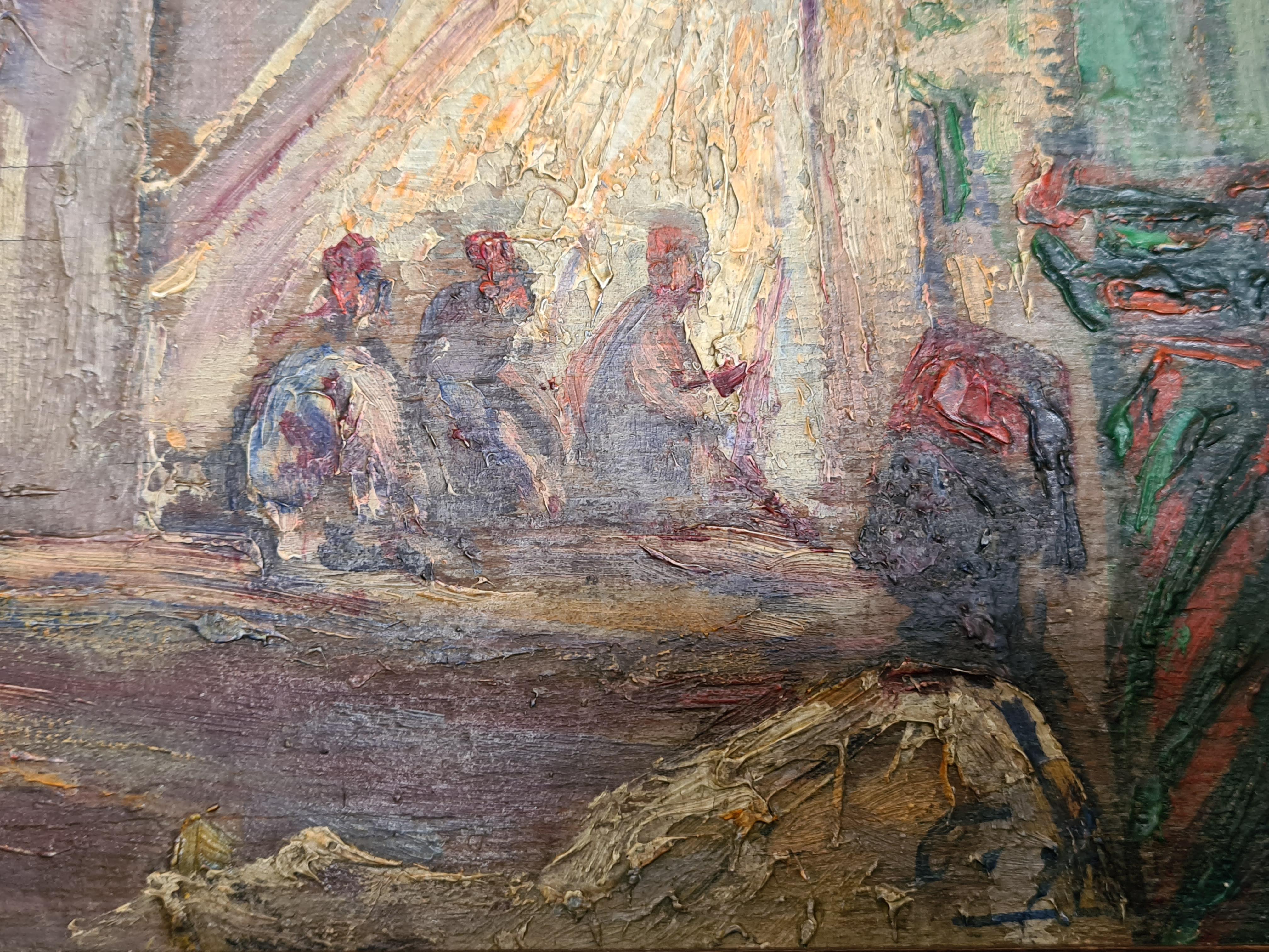 Orientalist View of Vendors in a Market, signed CA 2