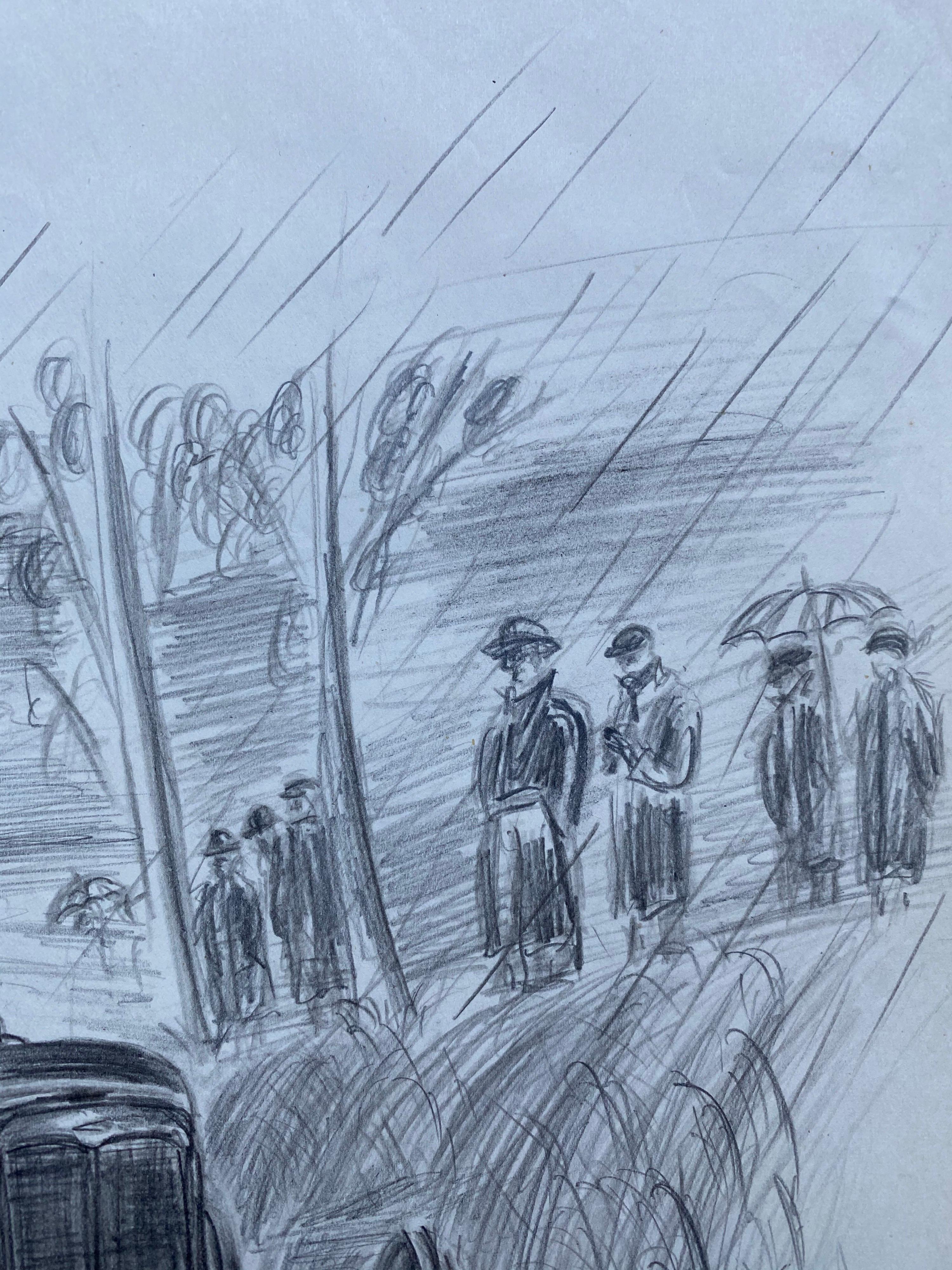 Splendido disegno originale a matita che raffigura una scena di corsa di auto d'epoca degli anni '30. 

Il disegno è di 