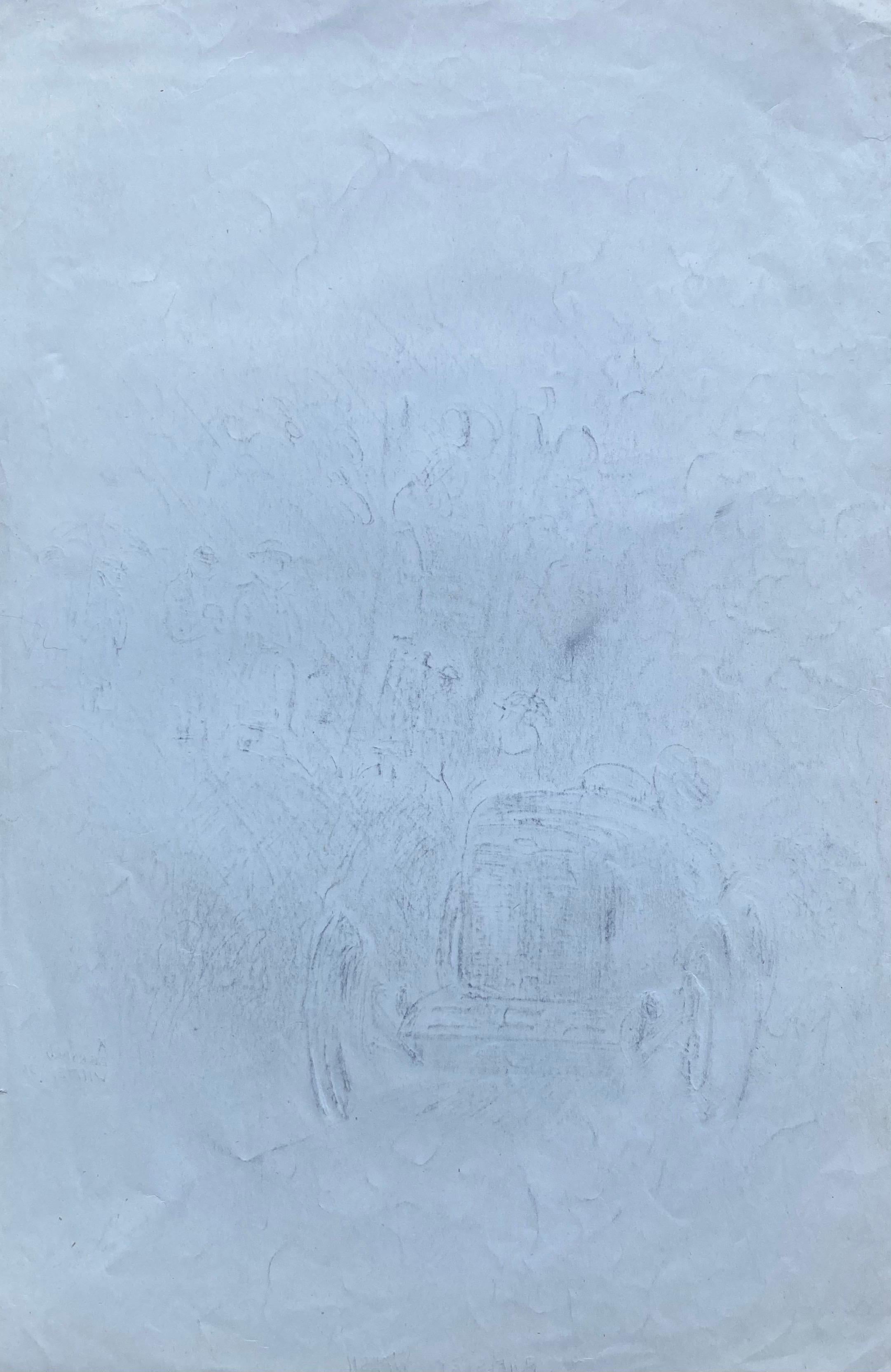 Disegno originale di auto da corsa d'epoca degli anni '30 firmato e datato in vendita 1