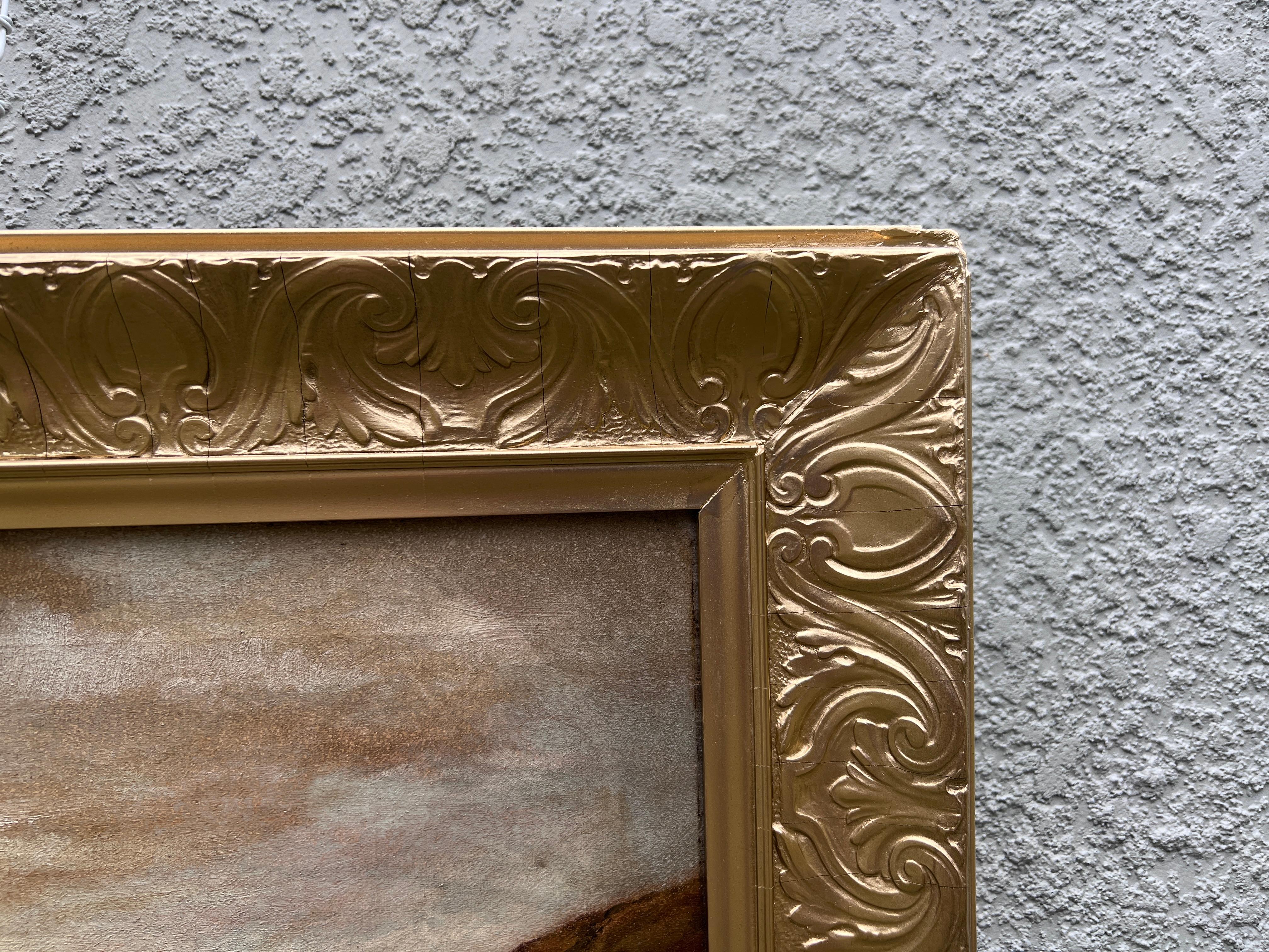 Original 19th century Antique Oil painting on canvas, seascape, Signed, Framed in vendita 1