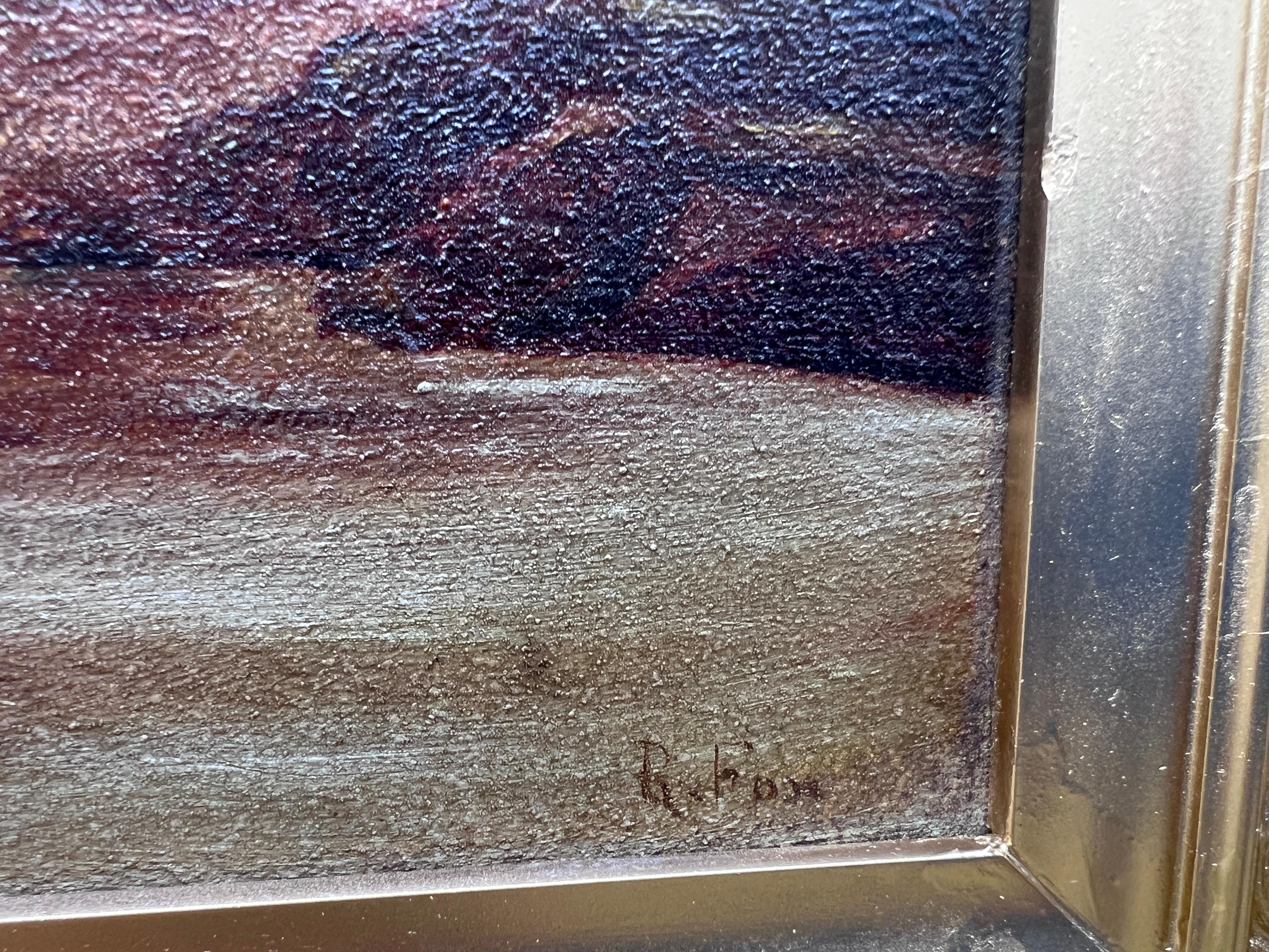 Original 19th century Antique Oil painting on canvas, seascape, Signed, Framed in vendita 3
