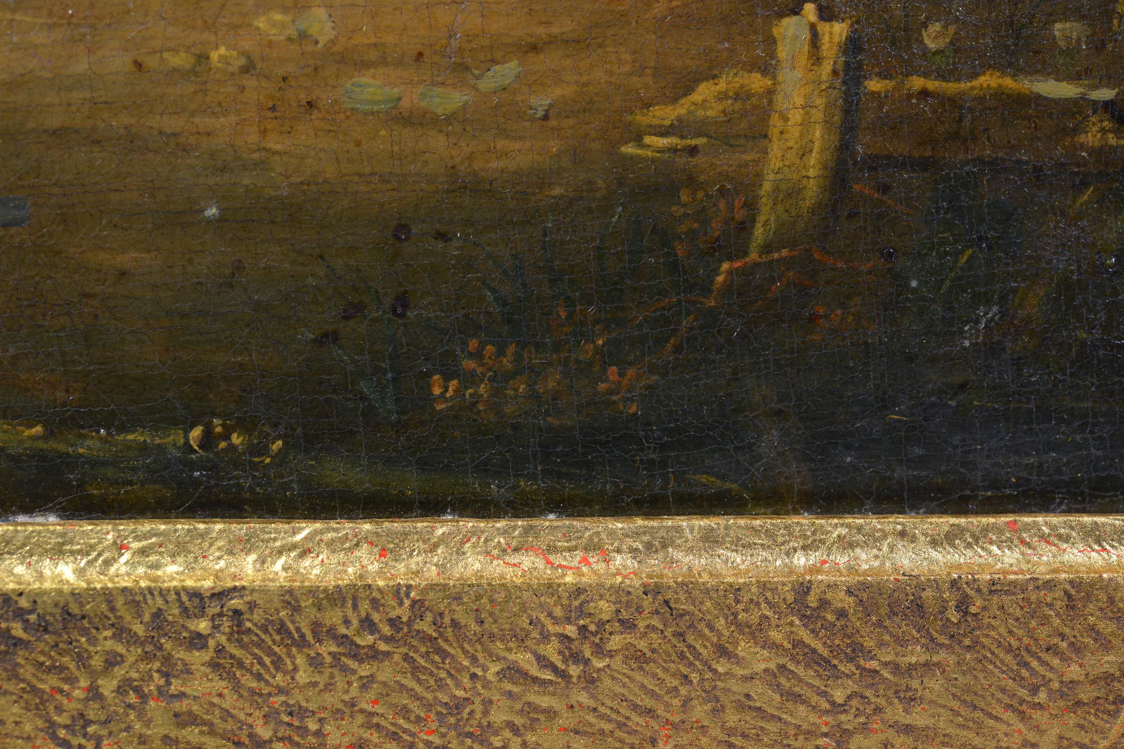 Pintura al óleo original del siglo XIX Paisaje romántico inglés Cabaña de pueblo en venta 2