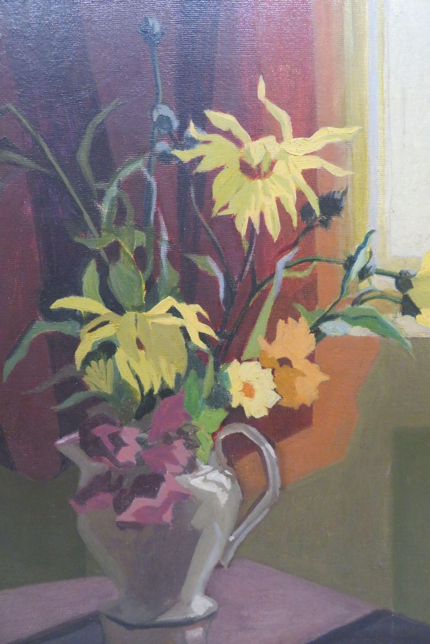 Original 20. Jahrhundert Buntes Ölgemälde Impressionist Stillleben Blumen – Painting von Unknown