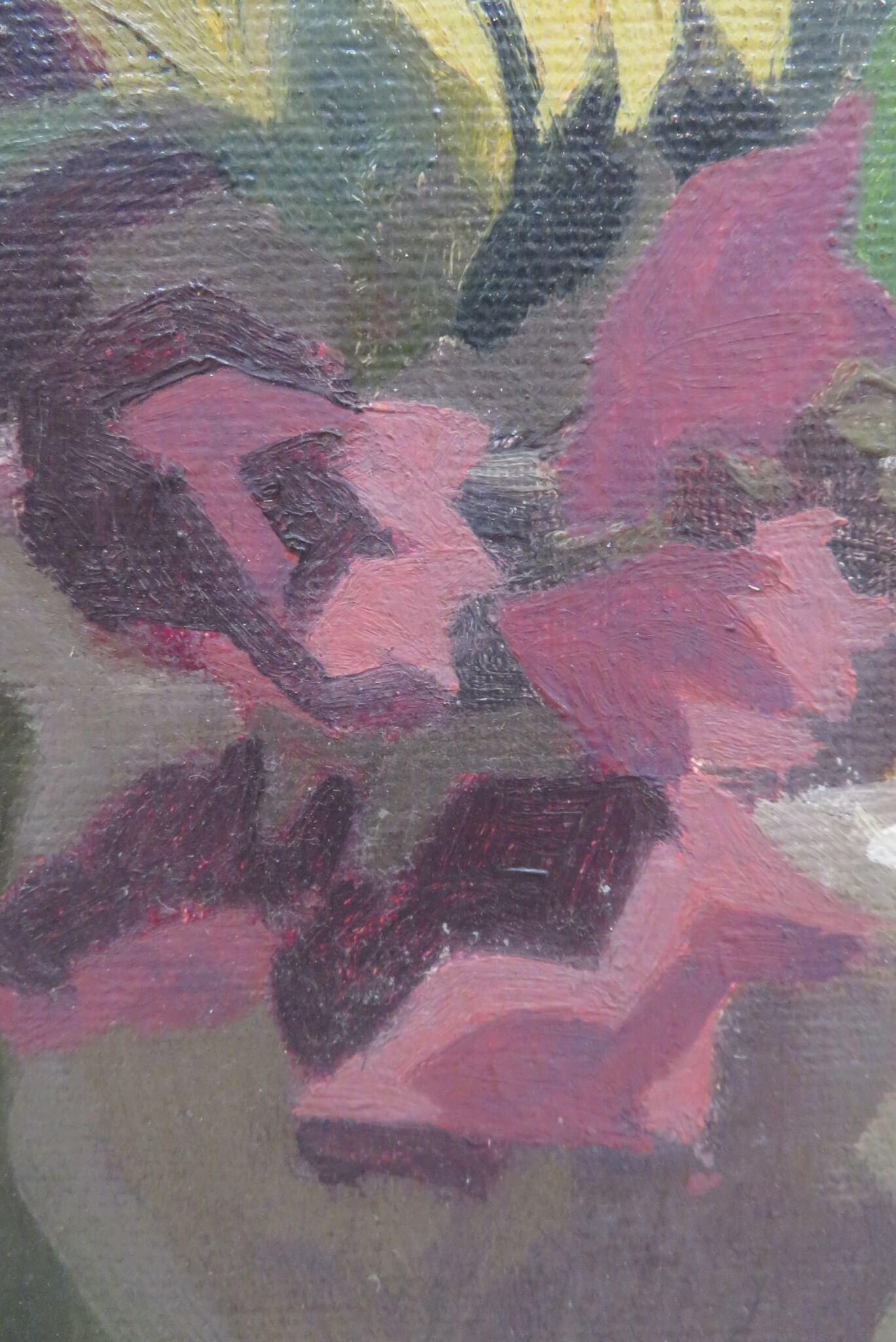 Original 20. Jahrhundert Buntes Ölgemälde Impressionist Stillleben Blumen (Post-Impressionismus), Painting, von Unknown