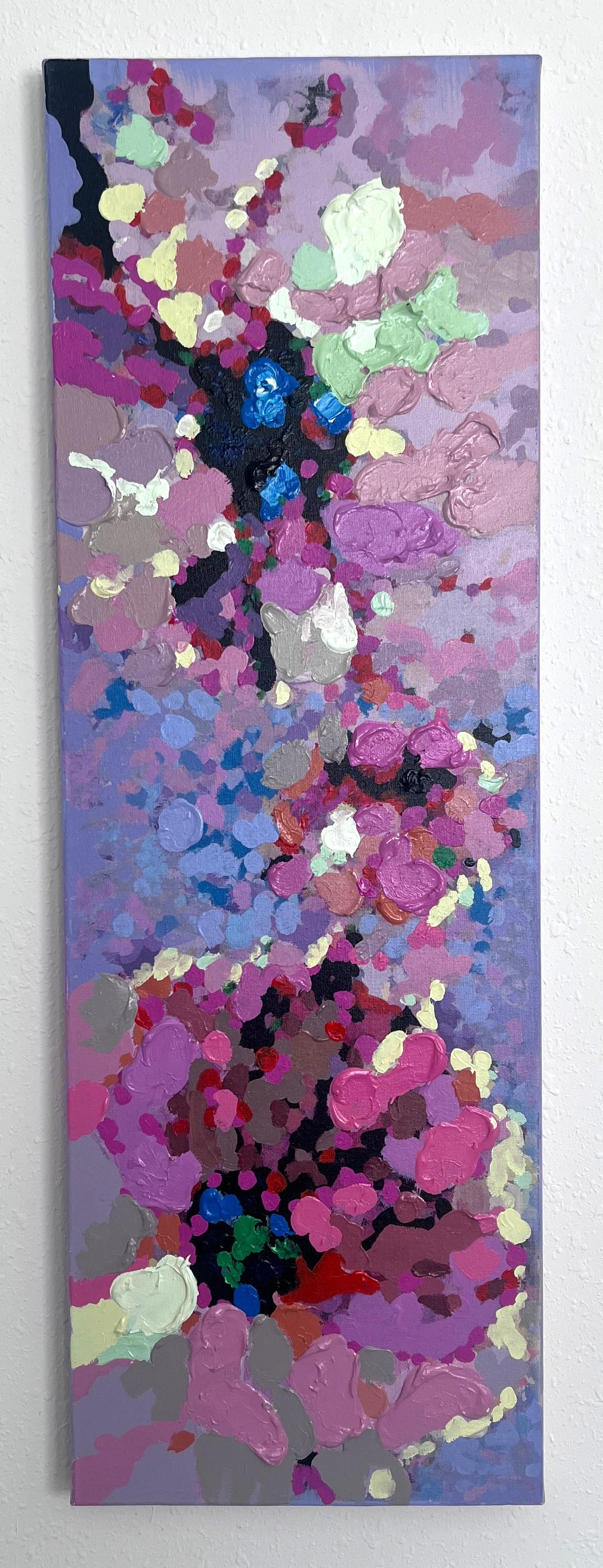 Unknown Abstract Painting – Original Abstraktes, strukturiertes Acrylgemälde auf Leinwand 47,5"x16", ungerahmt