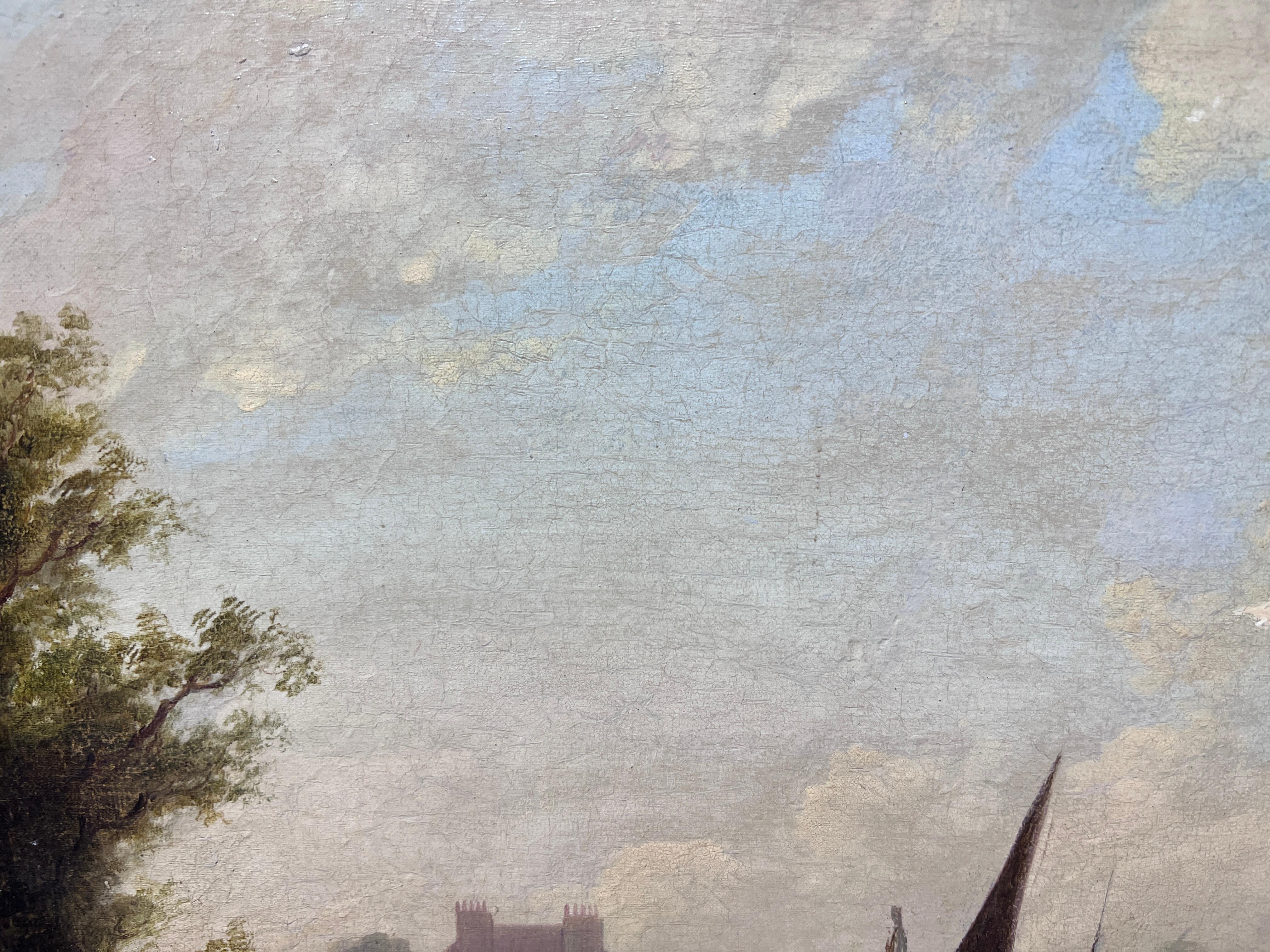 Originals Dutch 19th century Oil painting on canvas, Cityscape, Old town 5