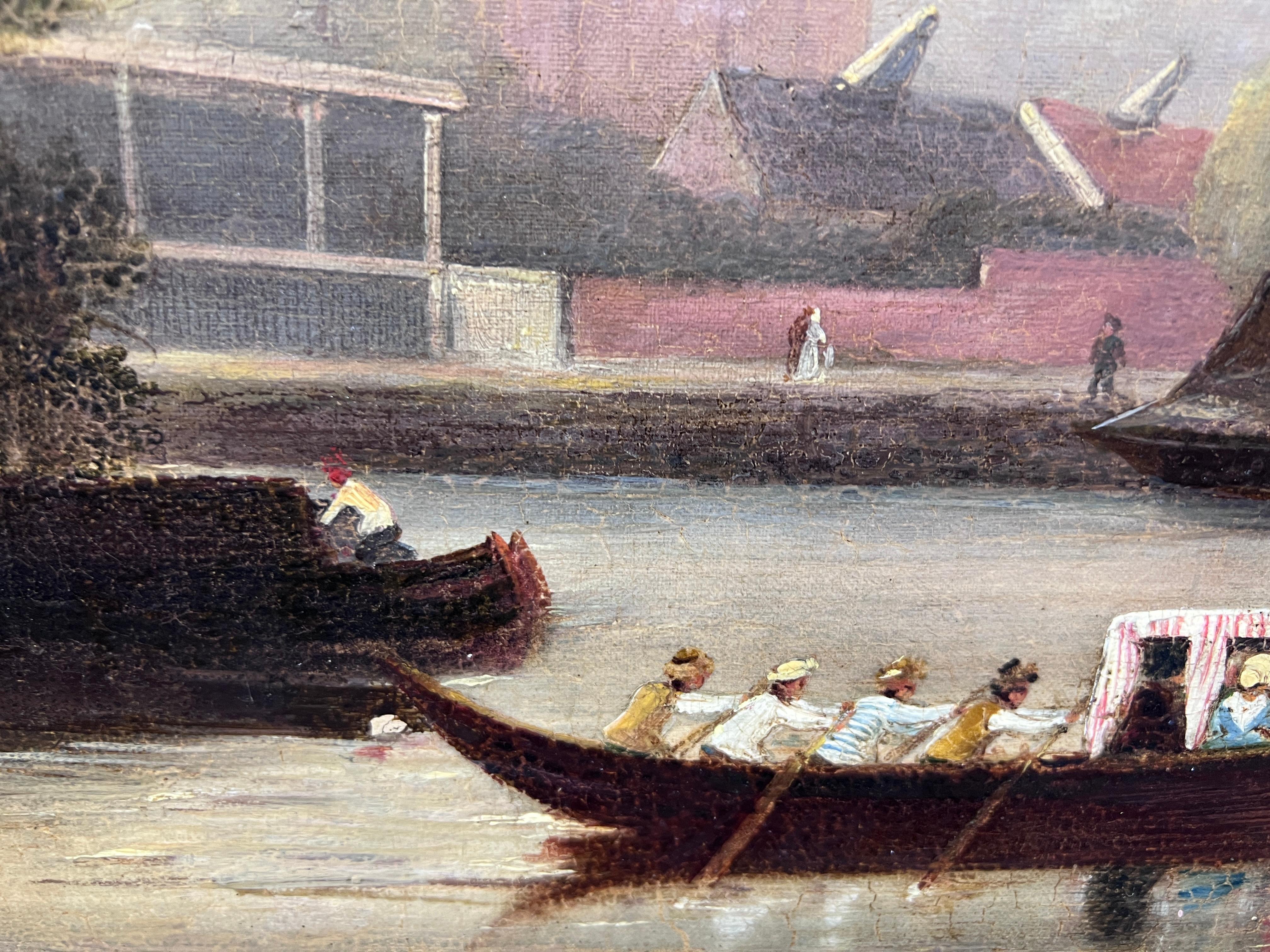 Originals Dutch 19th century Oil painting on canvas, Cityscape, Old town 6