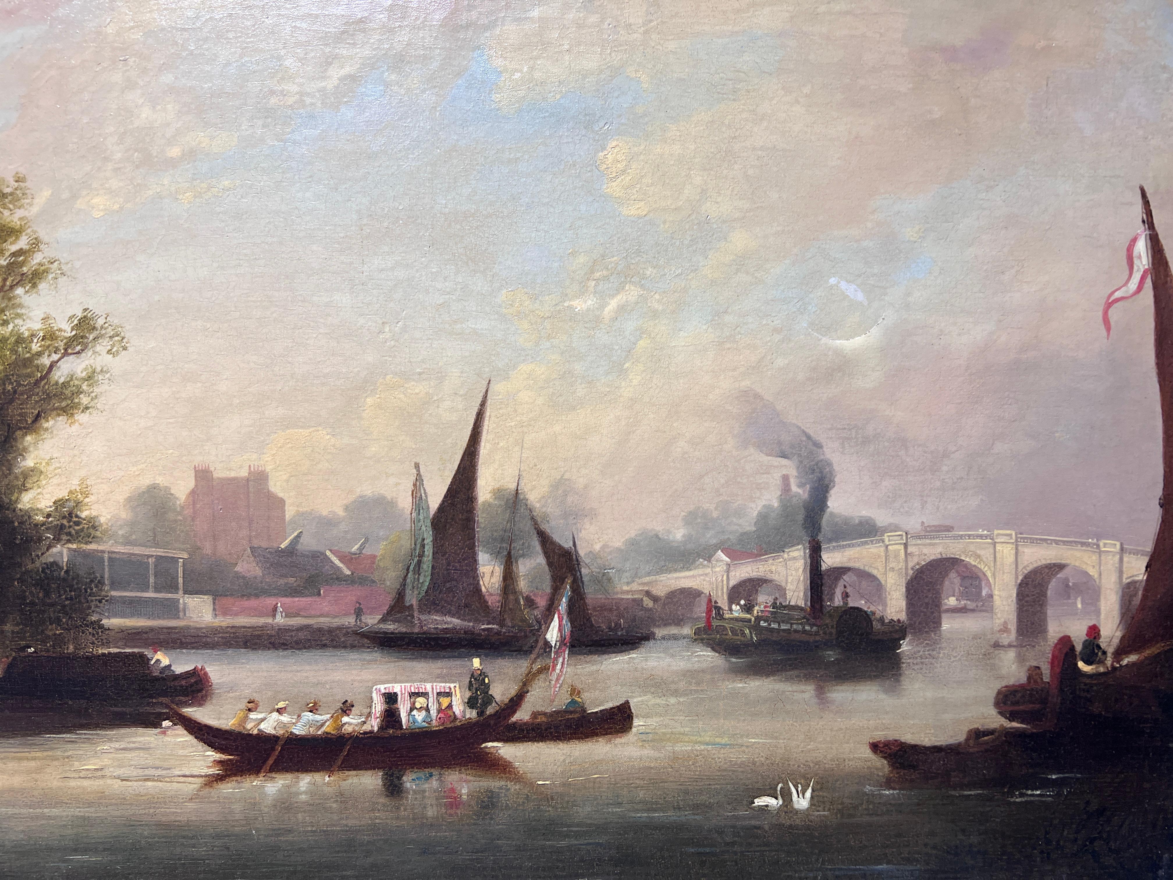 Originals Dutch 19th century Oil painting on canvas, Cityscape, Old town - Impressionnisme Painting par Unknown