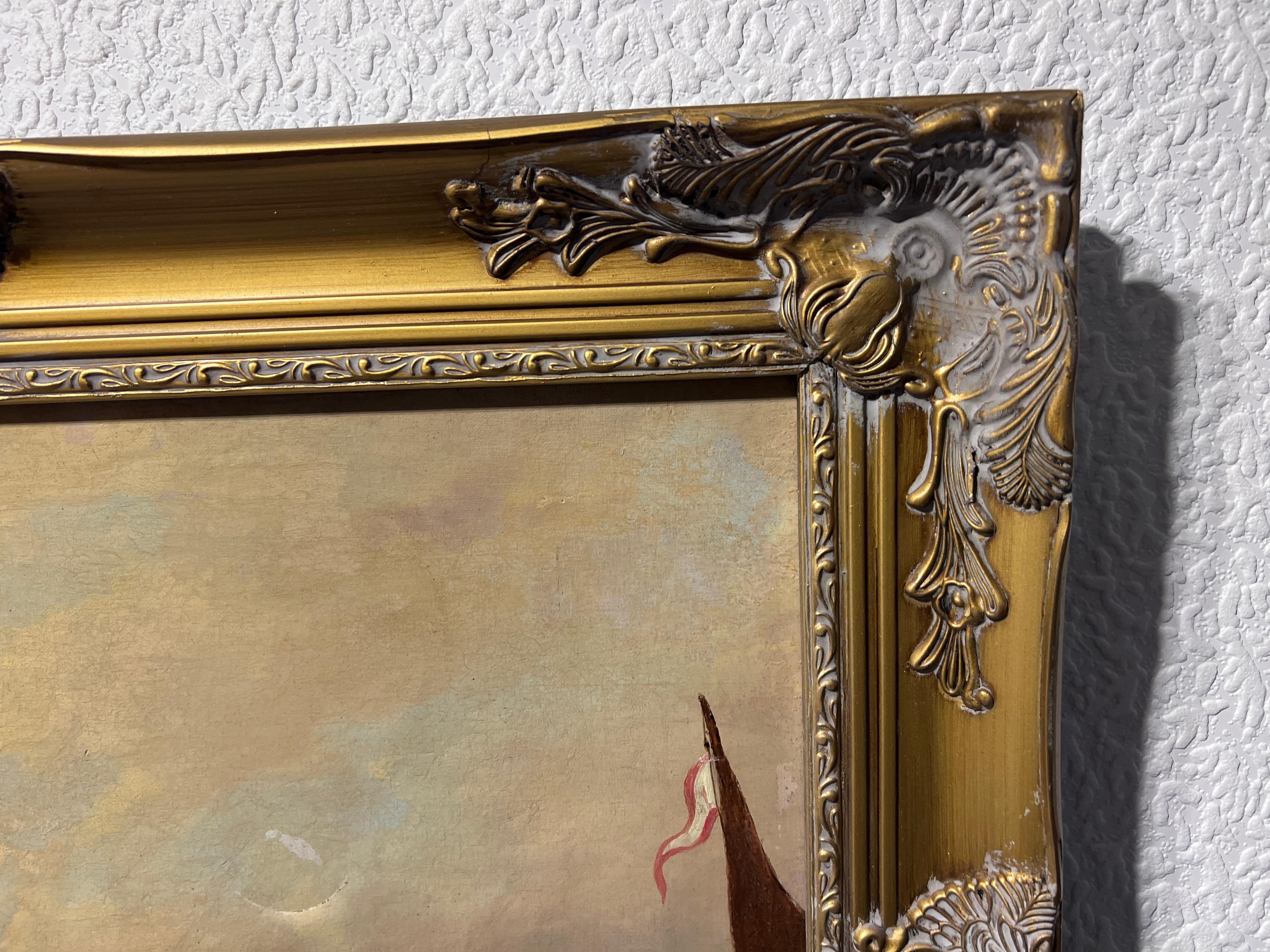 Originals Dutch 19th century Oil painting on canvas, Cityscape, Old town 1