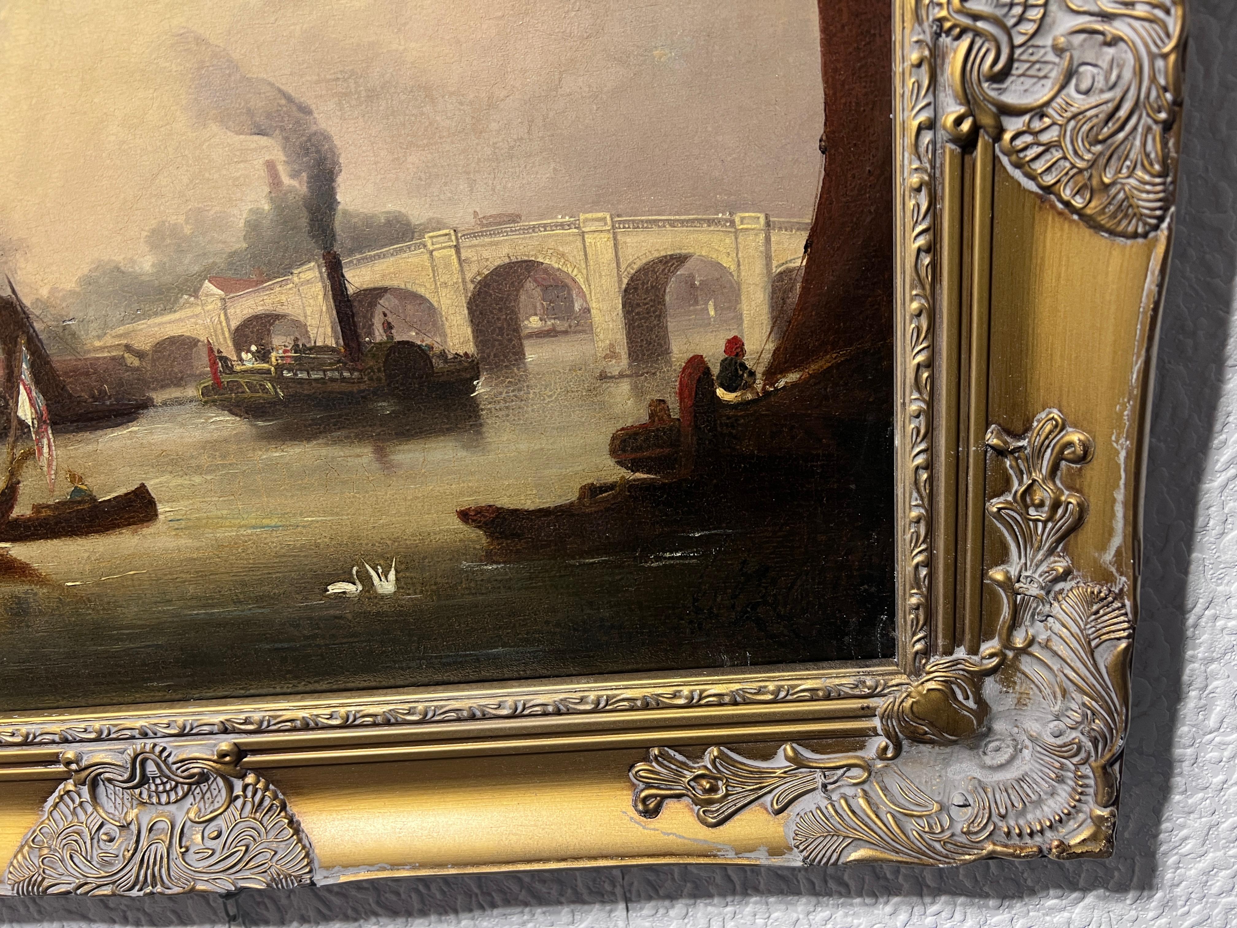 Originals Dutch 19th century Oil painting on canvas, Cityscape, Old town 2
