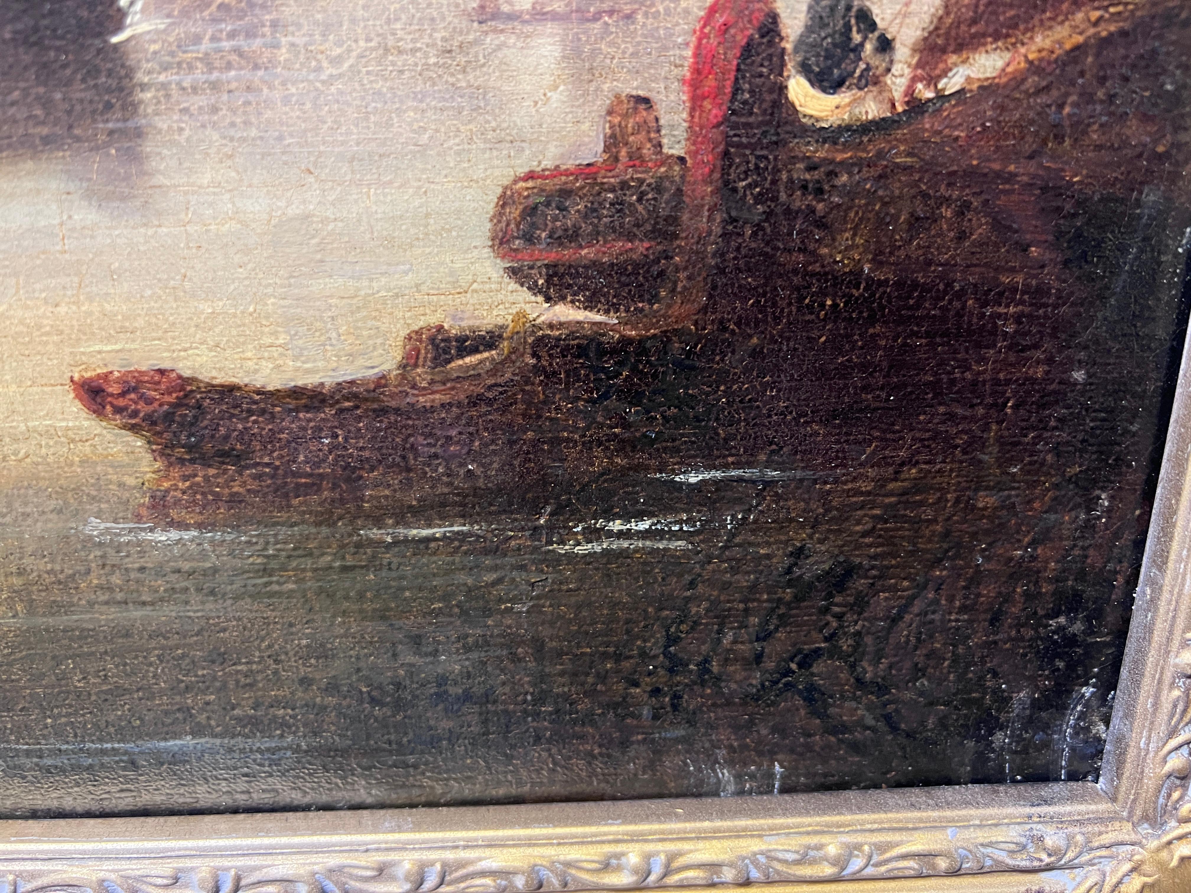 Originals Dutch 19th century Oil painting on canvas, Cityscape, Old town 3