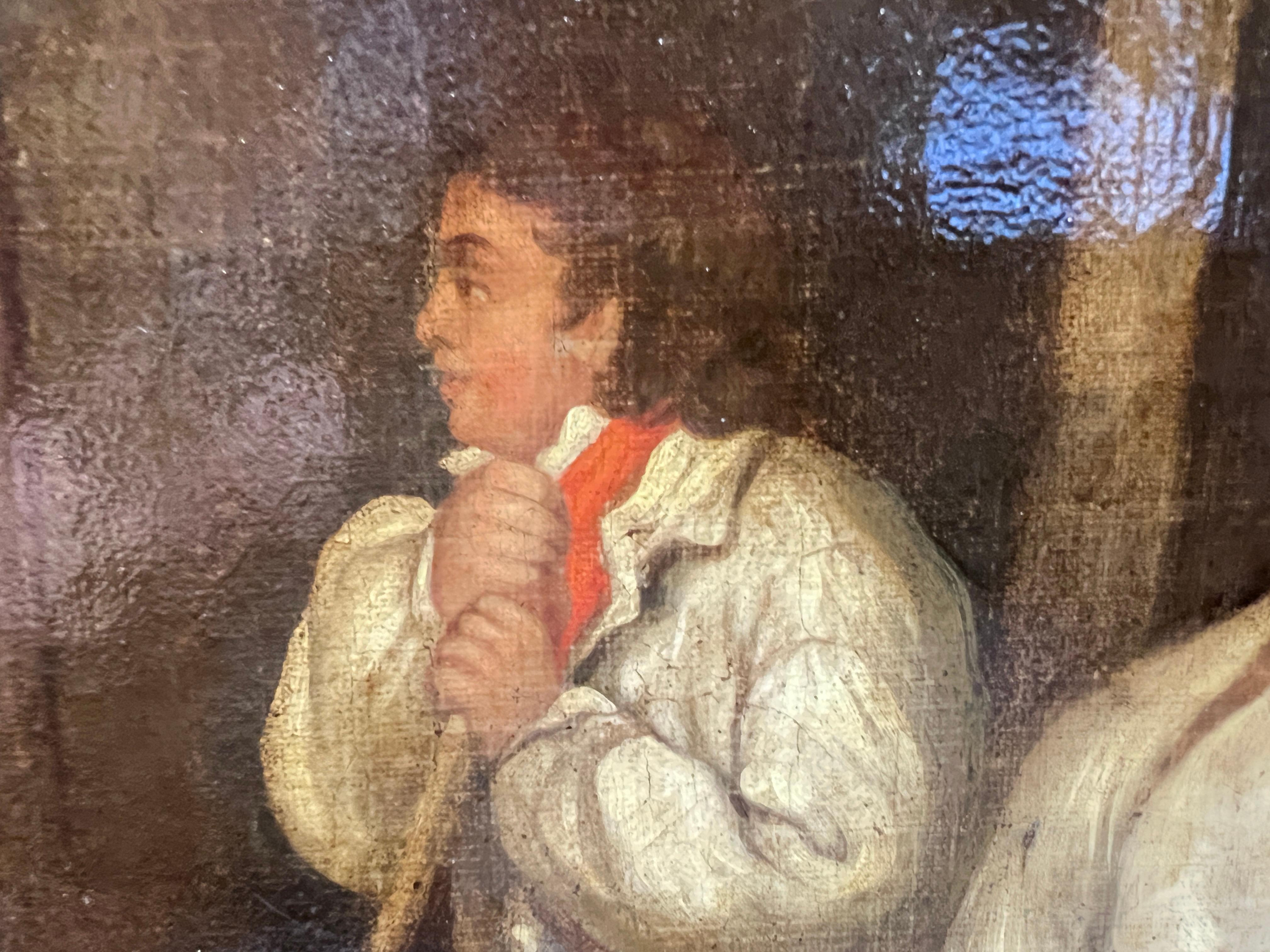 Original Antiquités 19ème siècle peinture à l'huile sur toile Scène de genre, cadre magnifique en vente 7