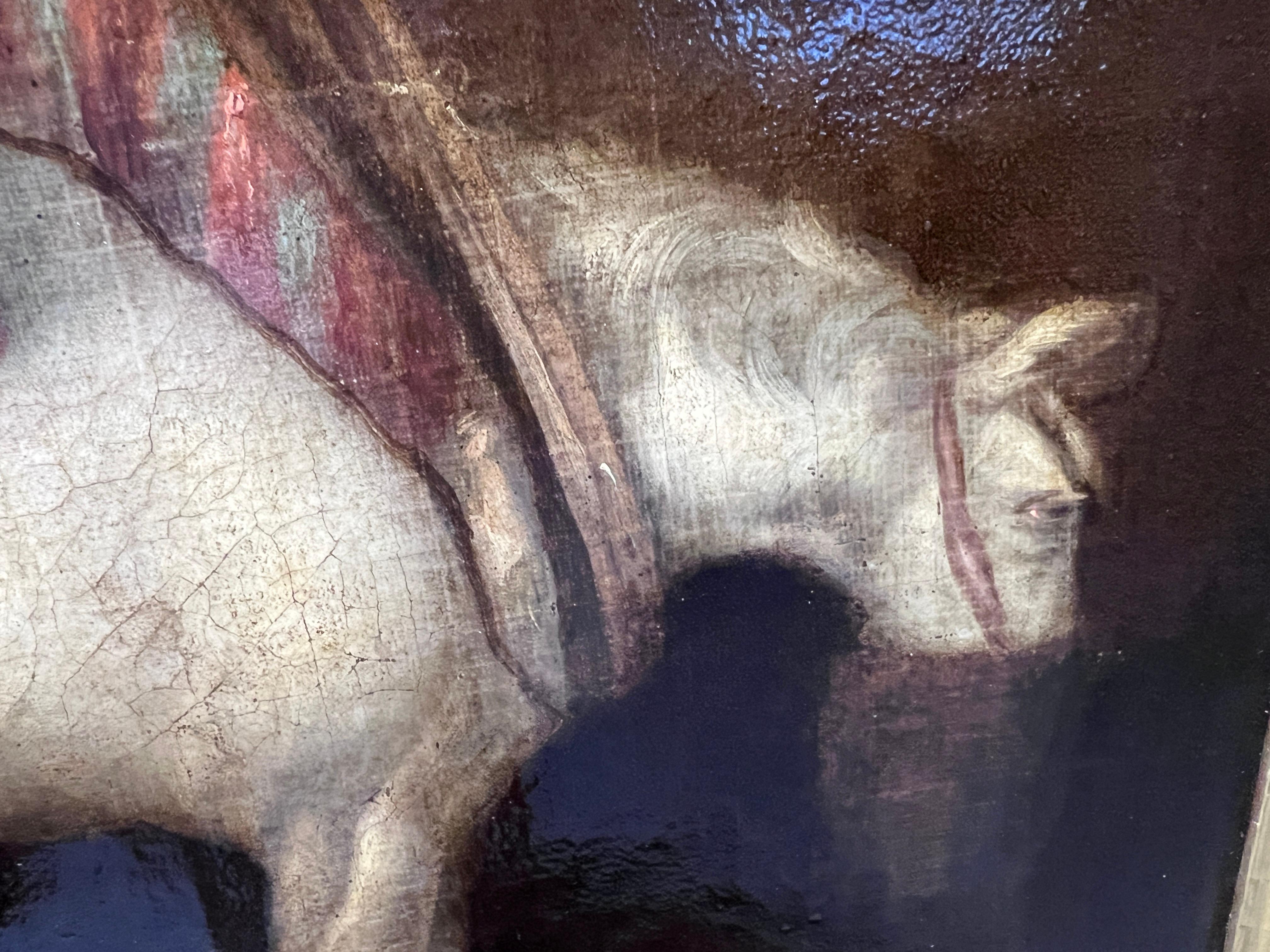 Original Antiquités 19ème siècle peinture à l'huile sur toile Scène de genre, cadre magnifique en vente 8