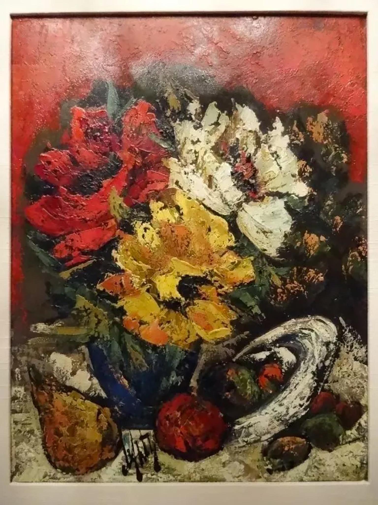Unknown Still-Life Painting - Original Floral Still Life Oil Painting