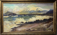 Original Large Vintage Oil painting on Canvas, Seascape, Seascape, Framed