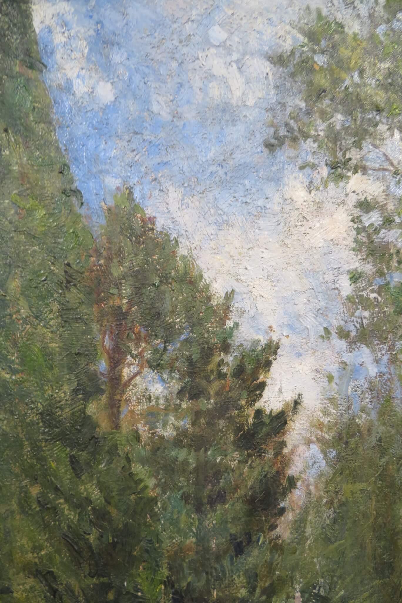Pittura ad olio originale della metà del 20° secolo, Signora di campagna inglese in un giardino d'estate - Figurative Painting Grigio di Unknown