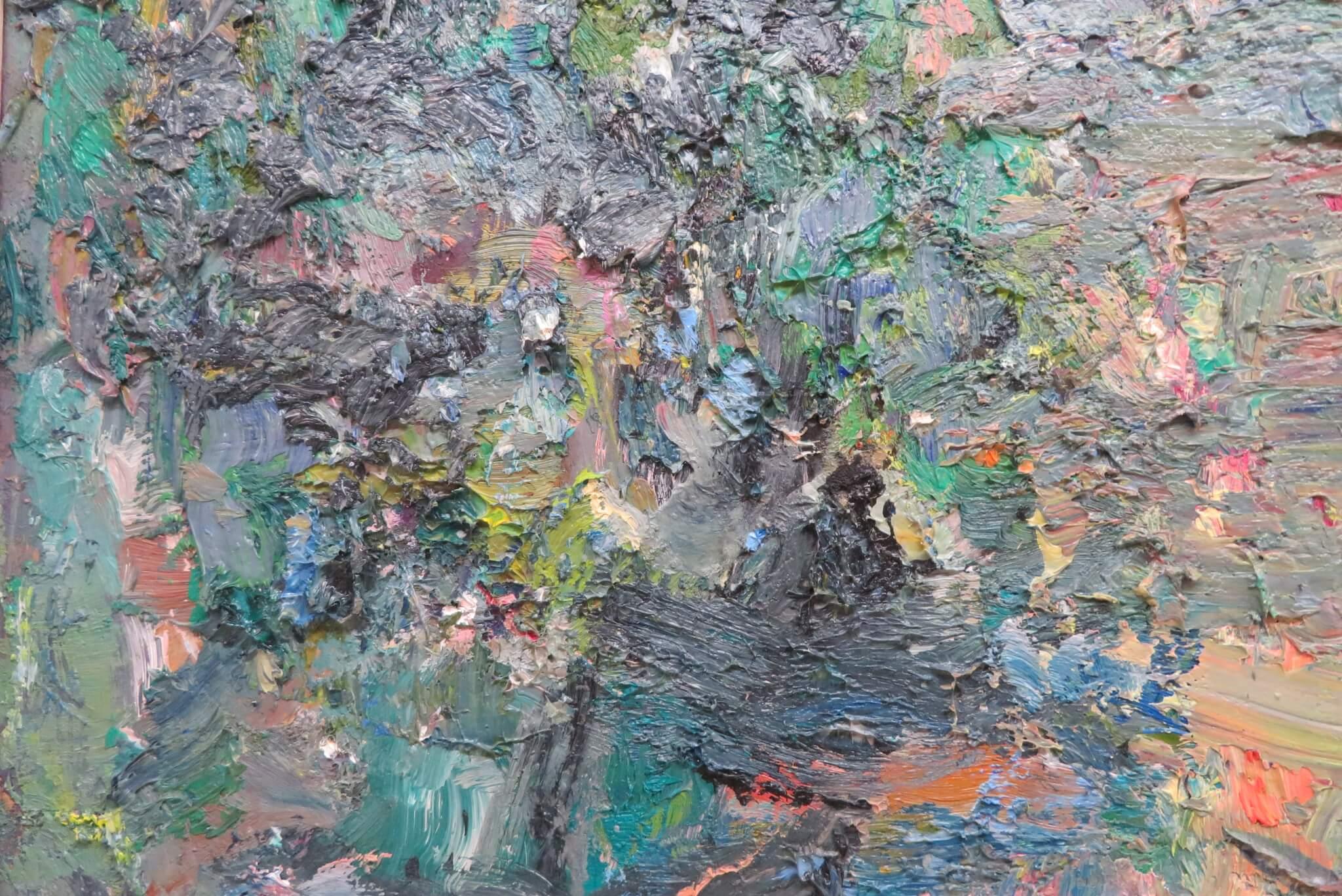ORIGINALE PITTURA AD OLIO DI IMPASTO DELLA METÀ DEL XX secolo Pesca delle Isole Occidentali Scozia - Landscape Painting Grigio di Unknown