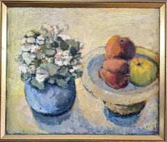 Original Mid-Century Modern Swedish Still life Oil Painting - Florals 
Fruit