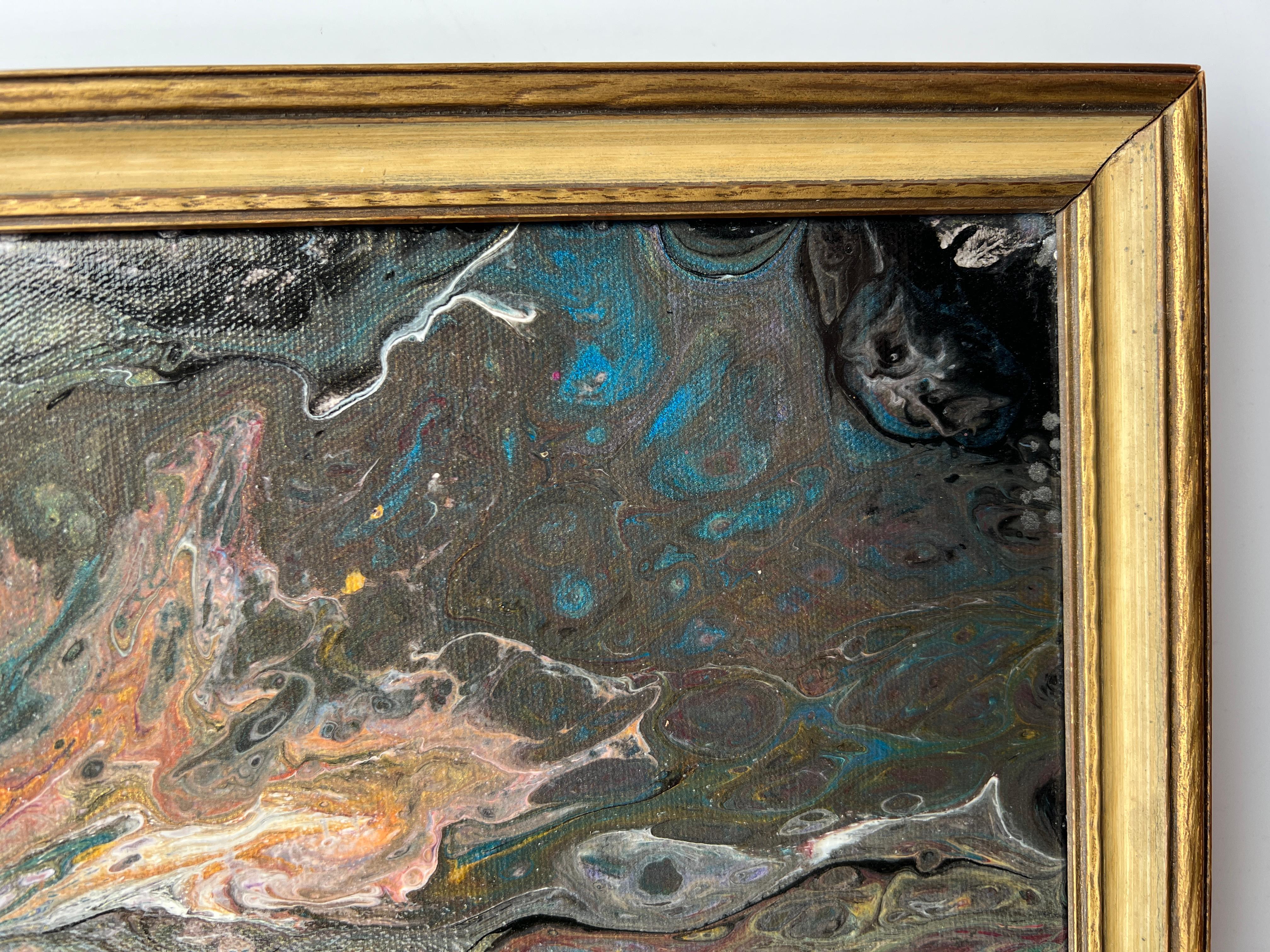 Quadro originale moderno contemporaneo su tela, astratto, stile fantasy, incorniciato in vendita 2