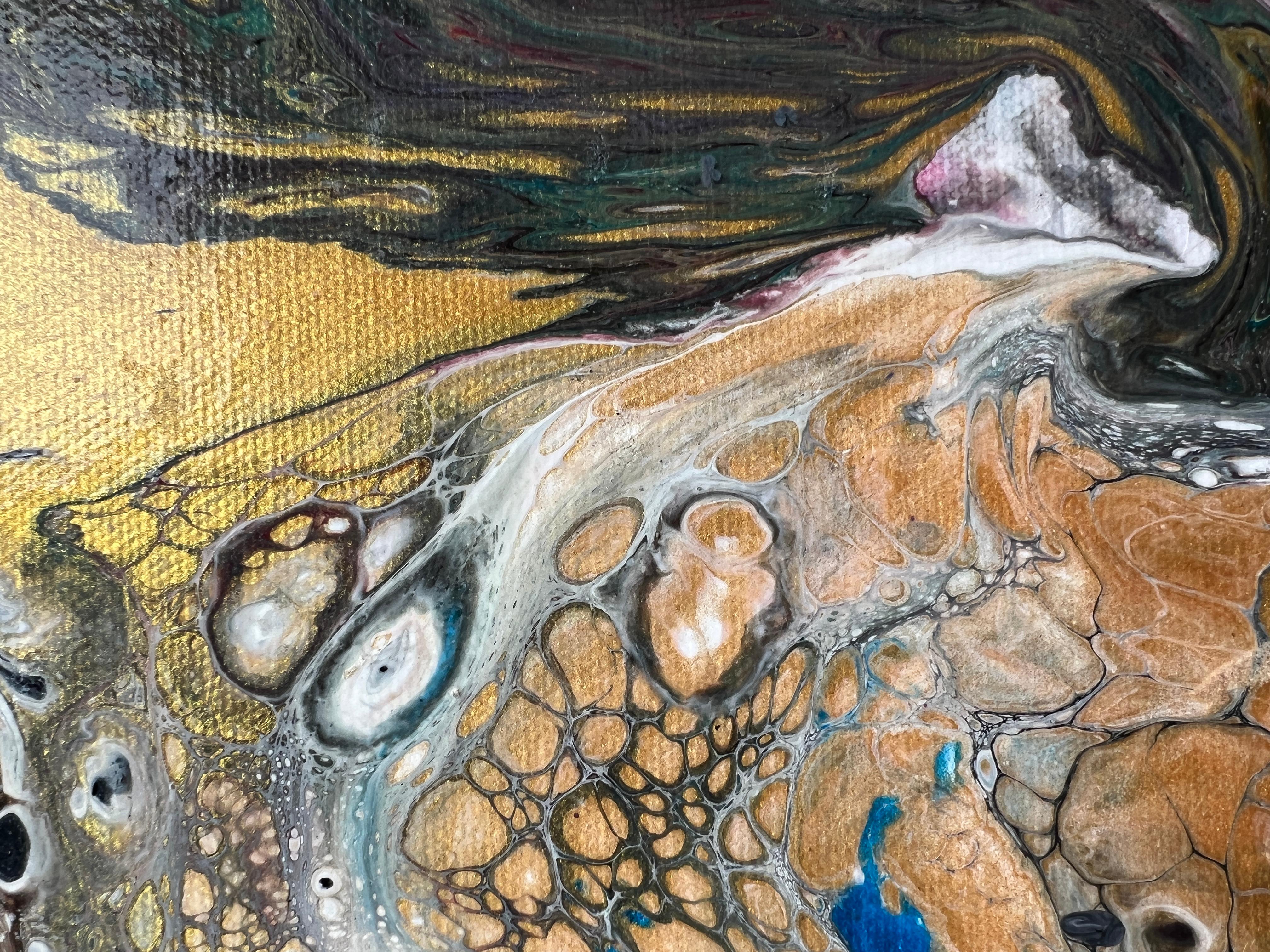 Quadro originale moderno contemporaneo su tela, astratto, stile fantasy, incorniciato in vendita 3