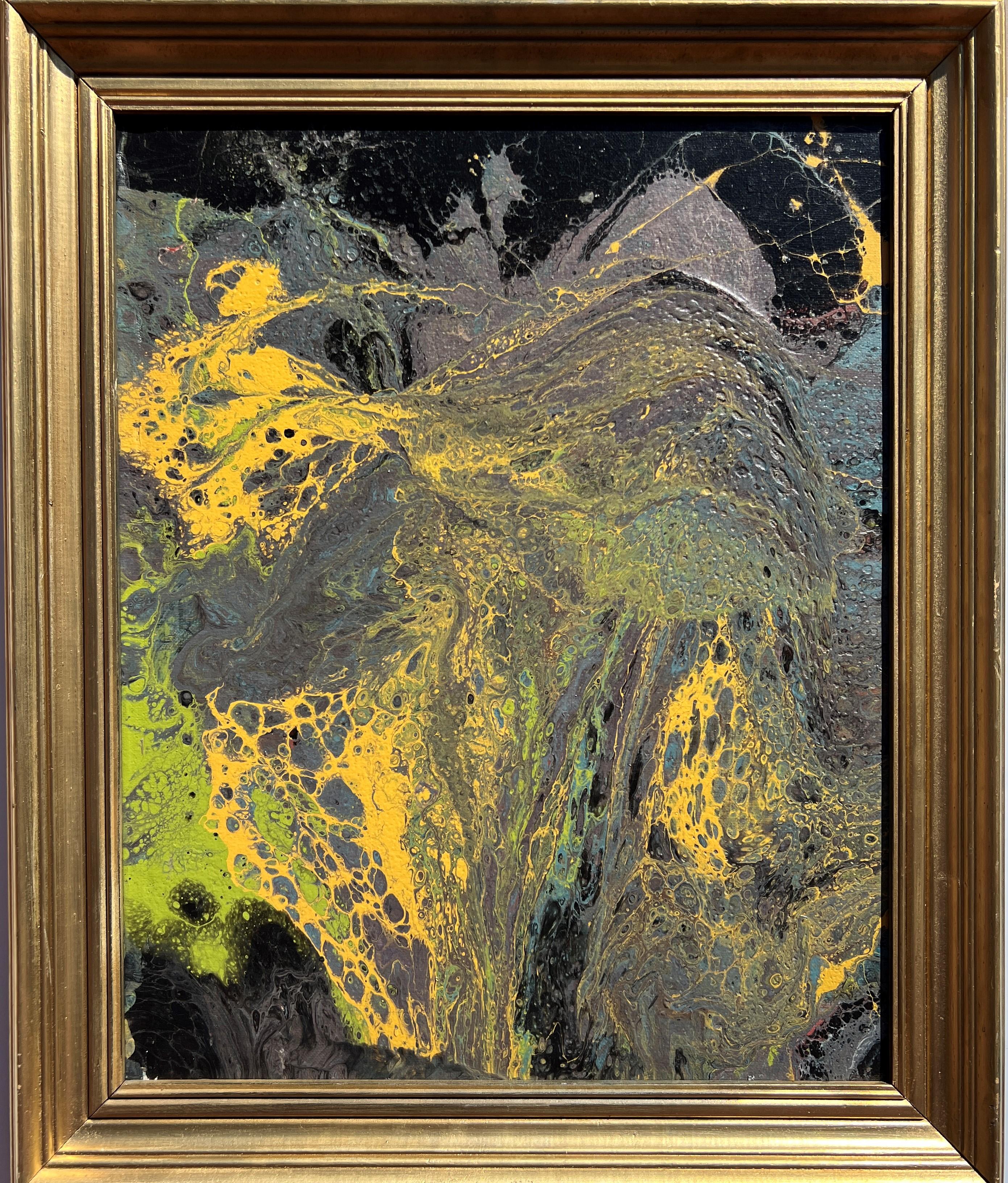 Abstract Painting di Unknown - Quadro originale moderno contemporaneo su tela, astratto, stile fantasy, incorniciato