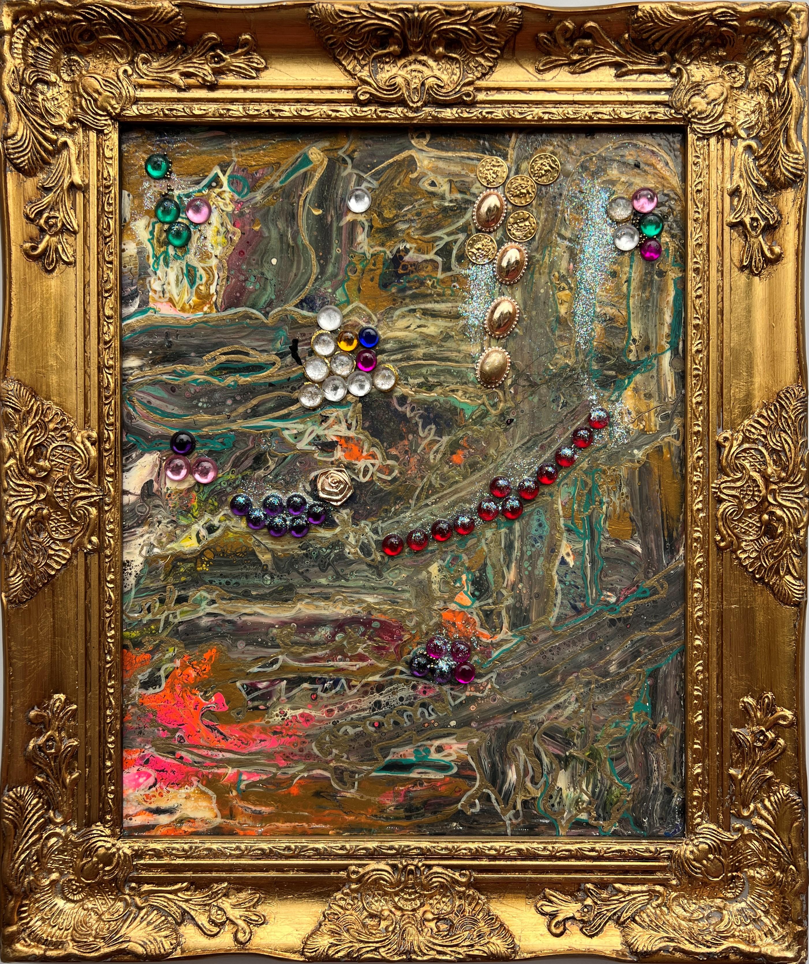 Quadro originale moderno contemporaneo su tela, astratto, stile fantasy, firmato