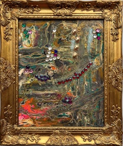 Pintura contemporánea moderna original sobre lienzo, Abstracta, Estilo fantasía, Firmada