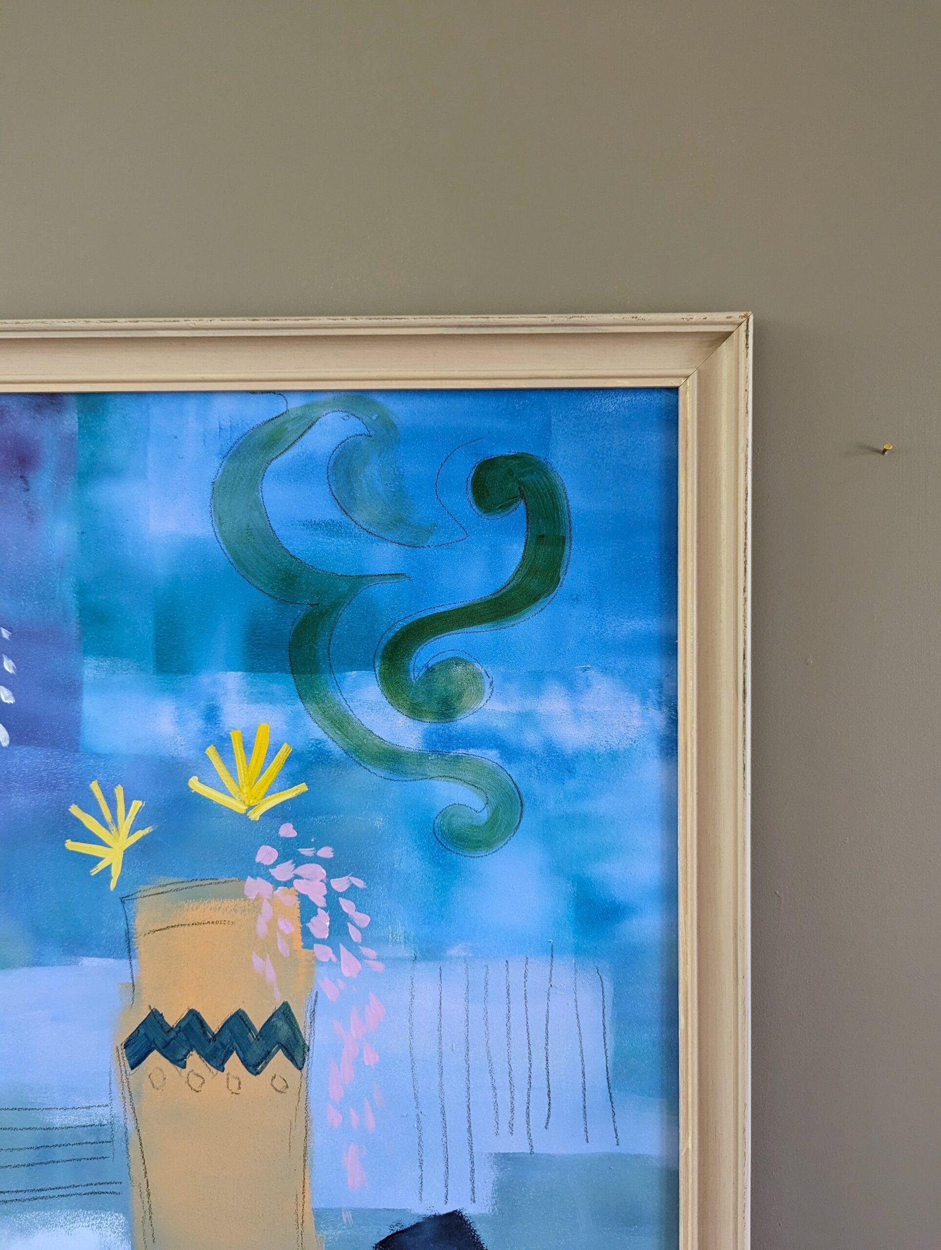 Pintura al óleo original de bodegón de estilo modernista - Flores y damas en venta 1