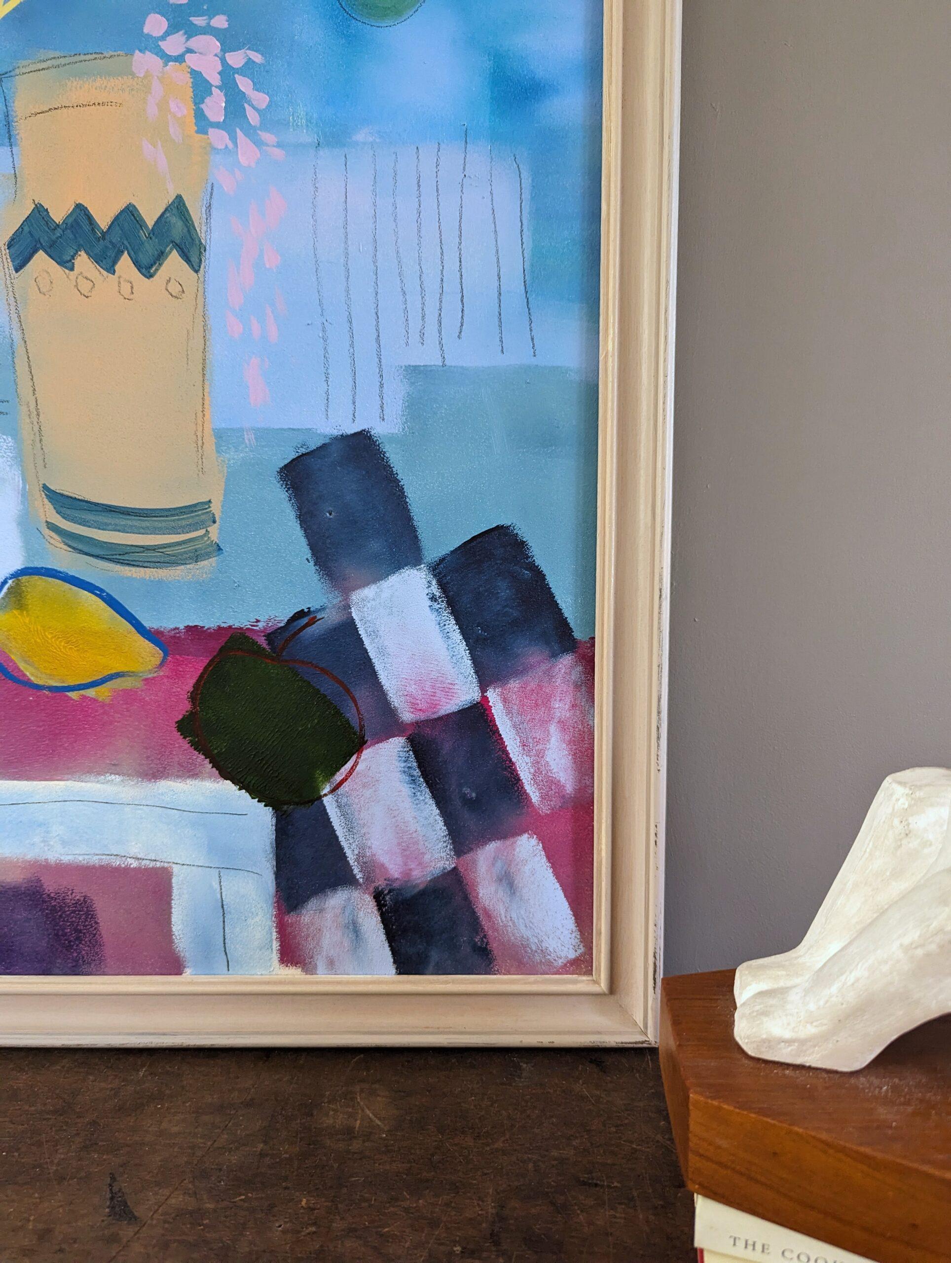 Pintura al óleo original de bodegón de estilo modernista - Flores y damas en venta 2
