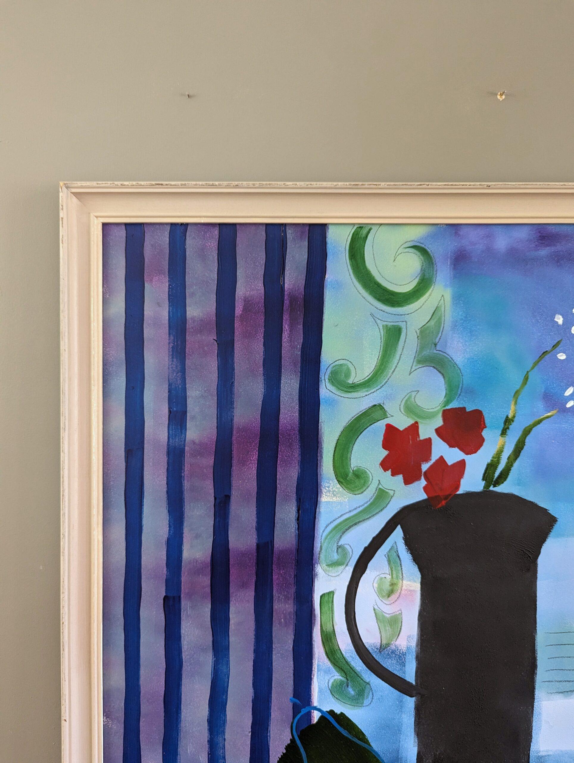 Pintura al óleo original de bodegón de estilo modernista - Flores y damas en venta 4