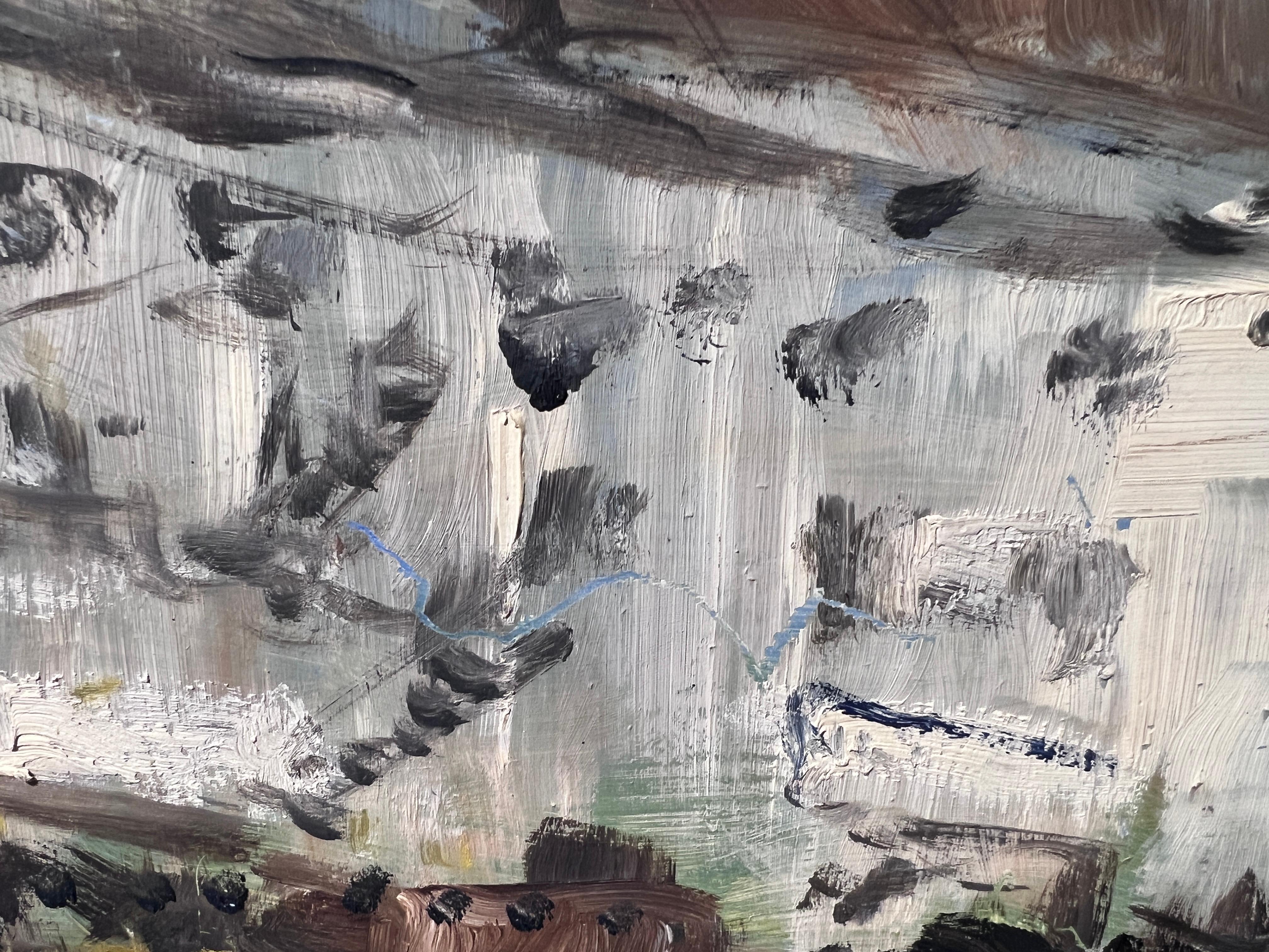 Original-Ölgemälde auf Karton, Europäische Stadtlandschaft, unsigniert, gerahmt im Angebot 6