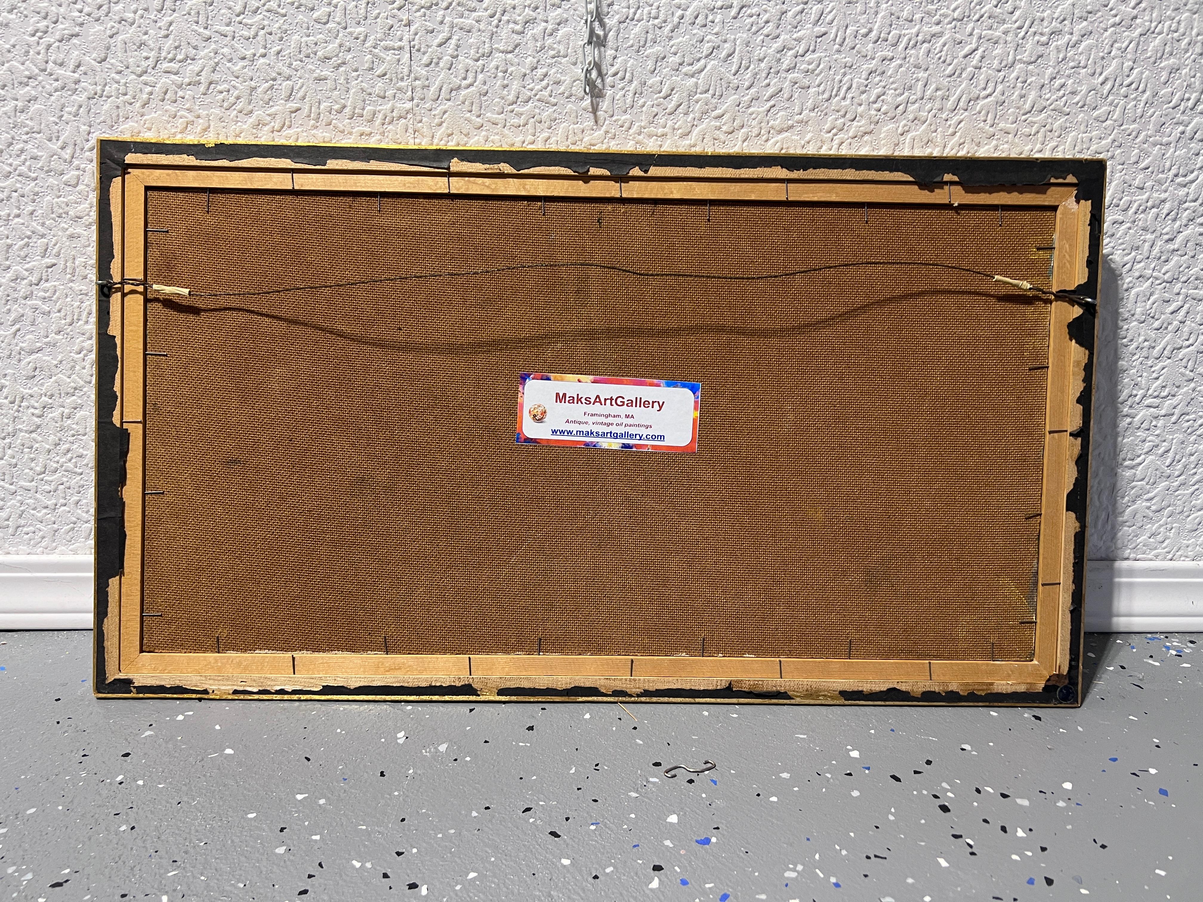 Original-Ölgemälde auf Karton, Europäische Stadtlandschaft, unsigniert, gerahmt im Angebot 7