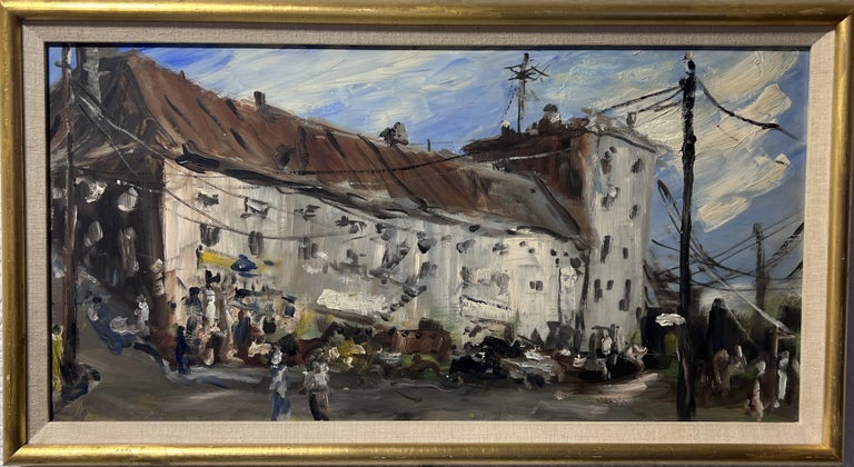 Tableau Ancien Encadré - Huile Sur Carton Représentant Un Paysage - Peinture D'Art