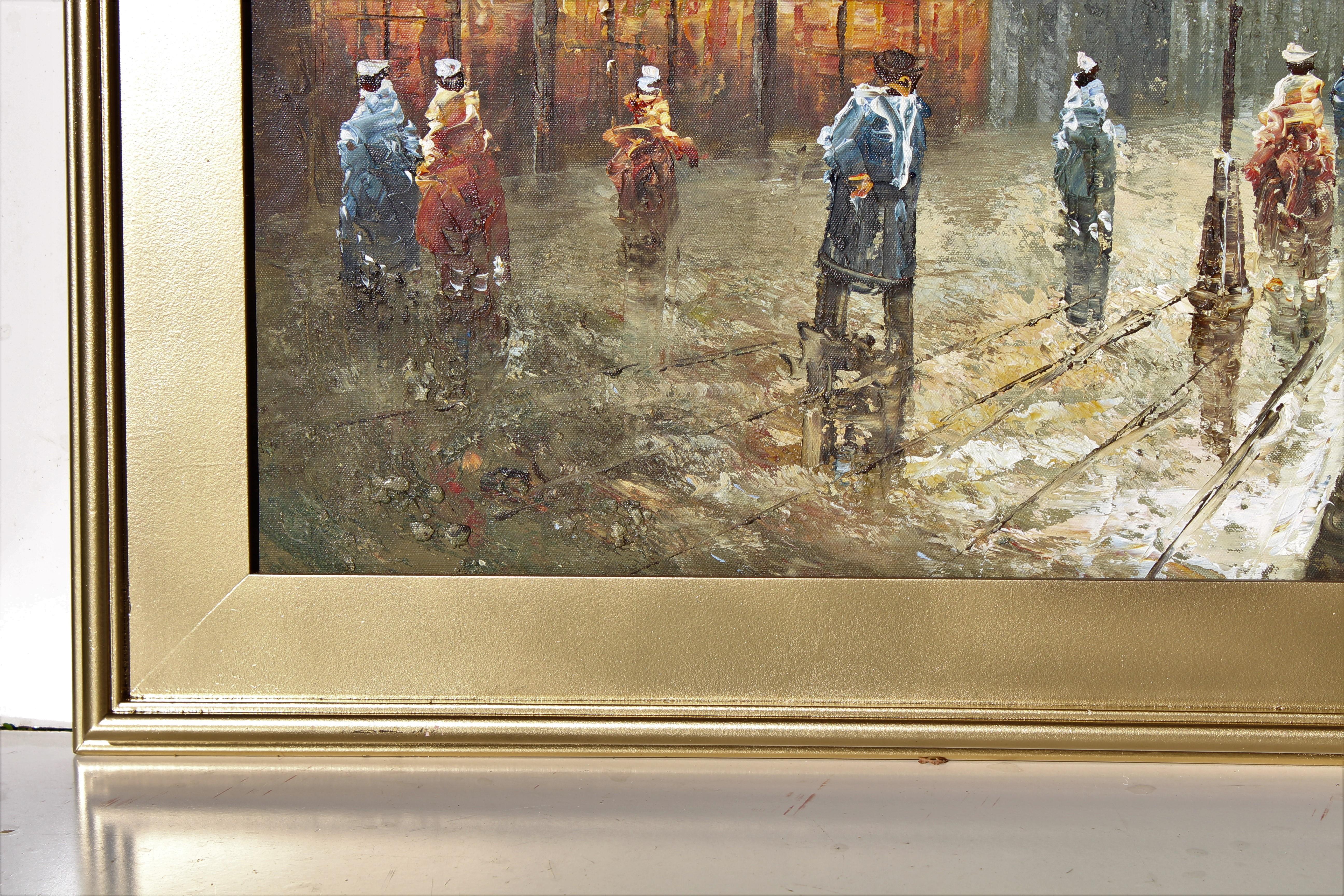 Óleo original sobre lienzo, paisaje urbano, París, sin firmar, enmarcado - Painting Impresionista de Unknown
