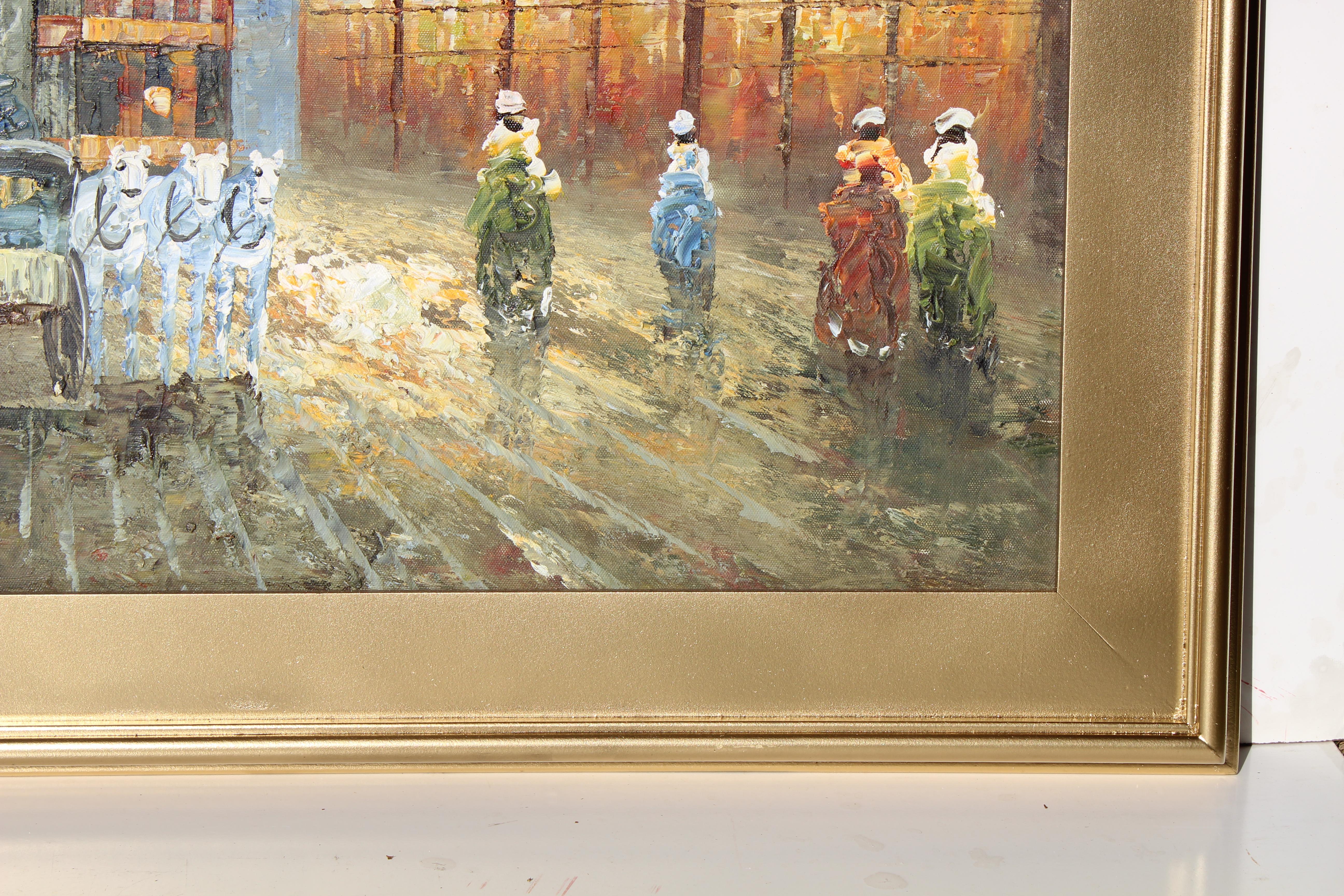 Óleo original sobre lienzo, paisaje urbano, París, sin firmar, enmarcado - Landscape Painting Marrón de Unknown
