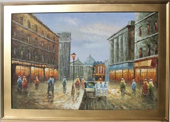 Original-Ölgemälde auf Leinwand, Stadtlandschaft, Paris, unsigniert, gerahmt
