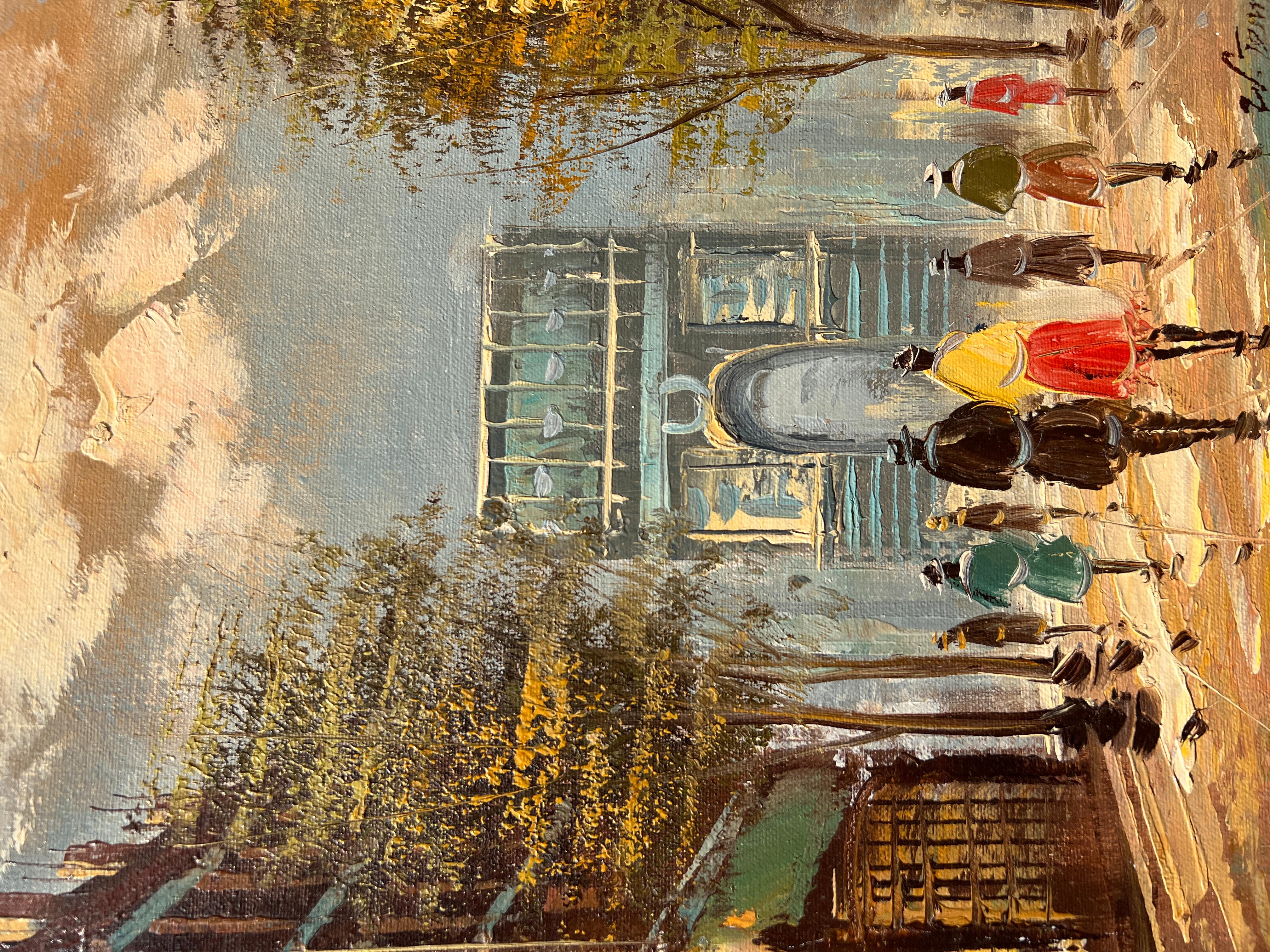 Óleo original sobre lienzo Francia, París, Arco de Triunfo, Enmarcado, Firmado - Painting de Unknown