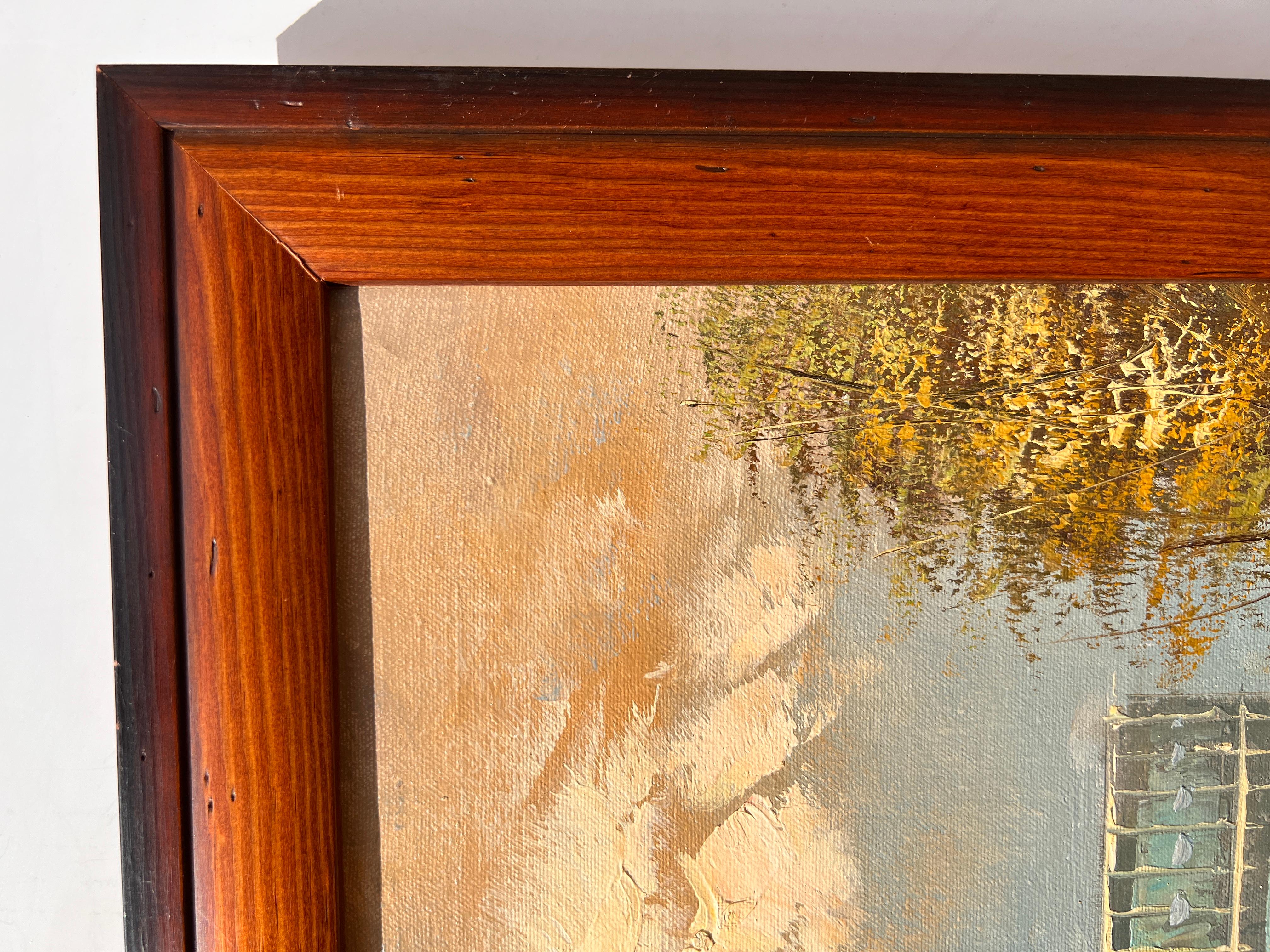 Se vende un bonito cuadro original al óleo sobre lienzo que representa una escena de una calle parisina y un famoso lugar histórico: el Arco del Triunfo. 

Presentado en un bonito marco. El marco tiene algunos desconchones y rozaduras. El cuadro