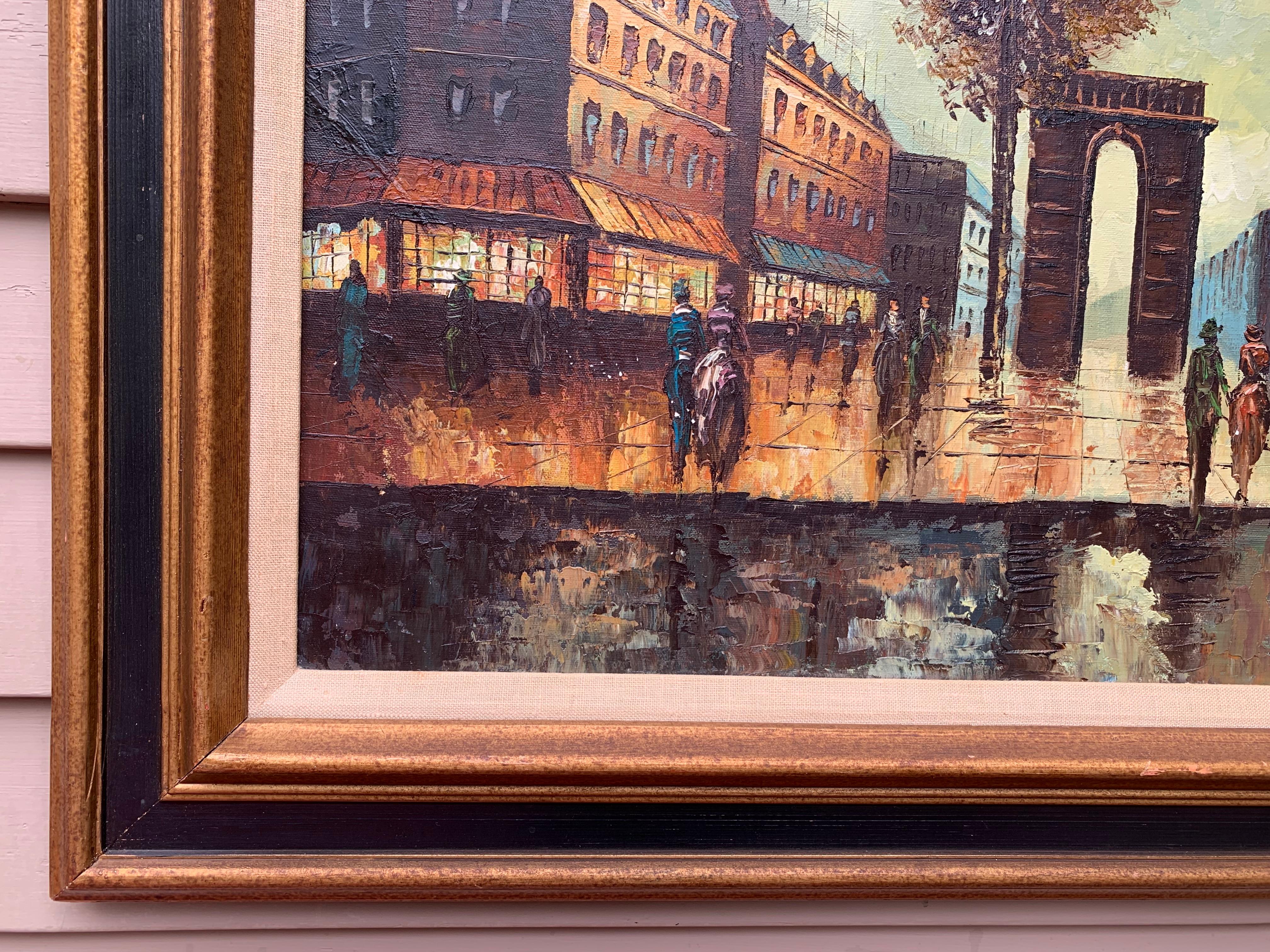 Peinture à l'huile originale sur toile France, Paris, Arch Triumphal, S.Doren, encadrée - Impressionnisme Painting par Unknown