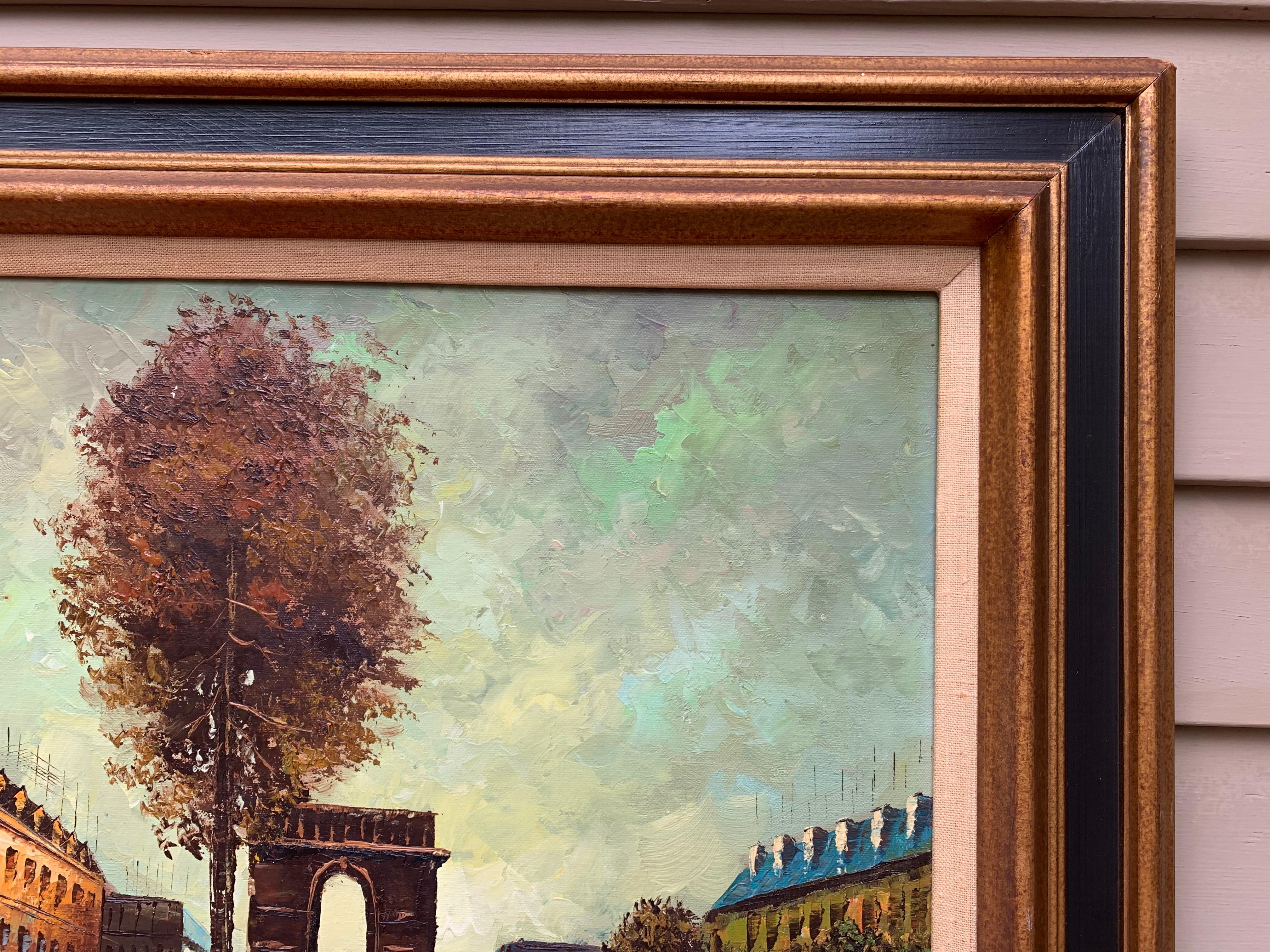 Up&Up est une magnifique peinture à l'huile originale sur toile, représentant une scène de rue parisienne, un lieu historique célèbre - l'Arc de Triomphe. Signé dans le coin inférieur droit S. Doren. Présenté dans un cadre en bois avec une doublure.