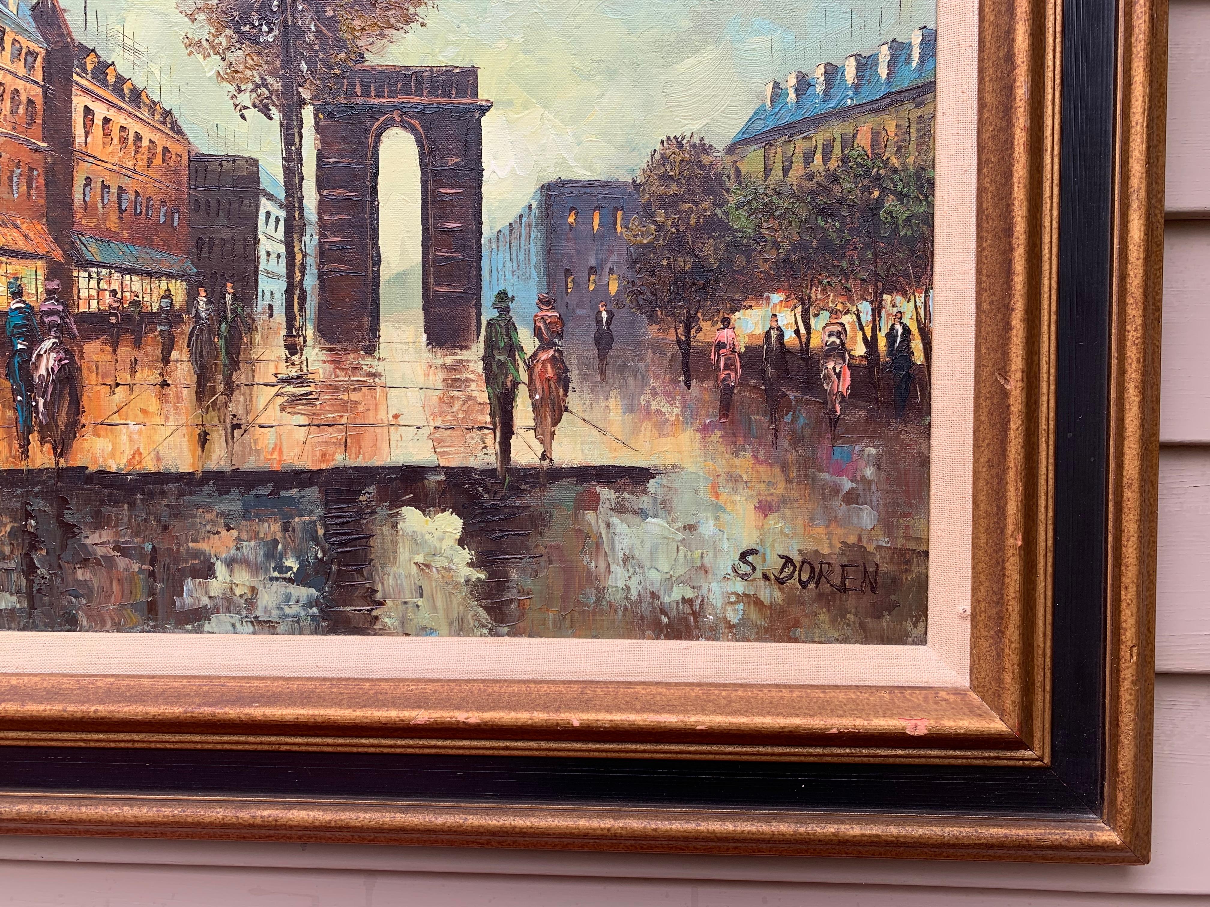 Peinture à l'huile originale sur toile France, Paris, Arch Triumphal, S.Doren, encadrée en vente 1