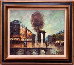 Original oil painting on canvas France, Paris, Triumphal Arch, S.Doren, Framed