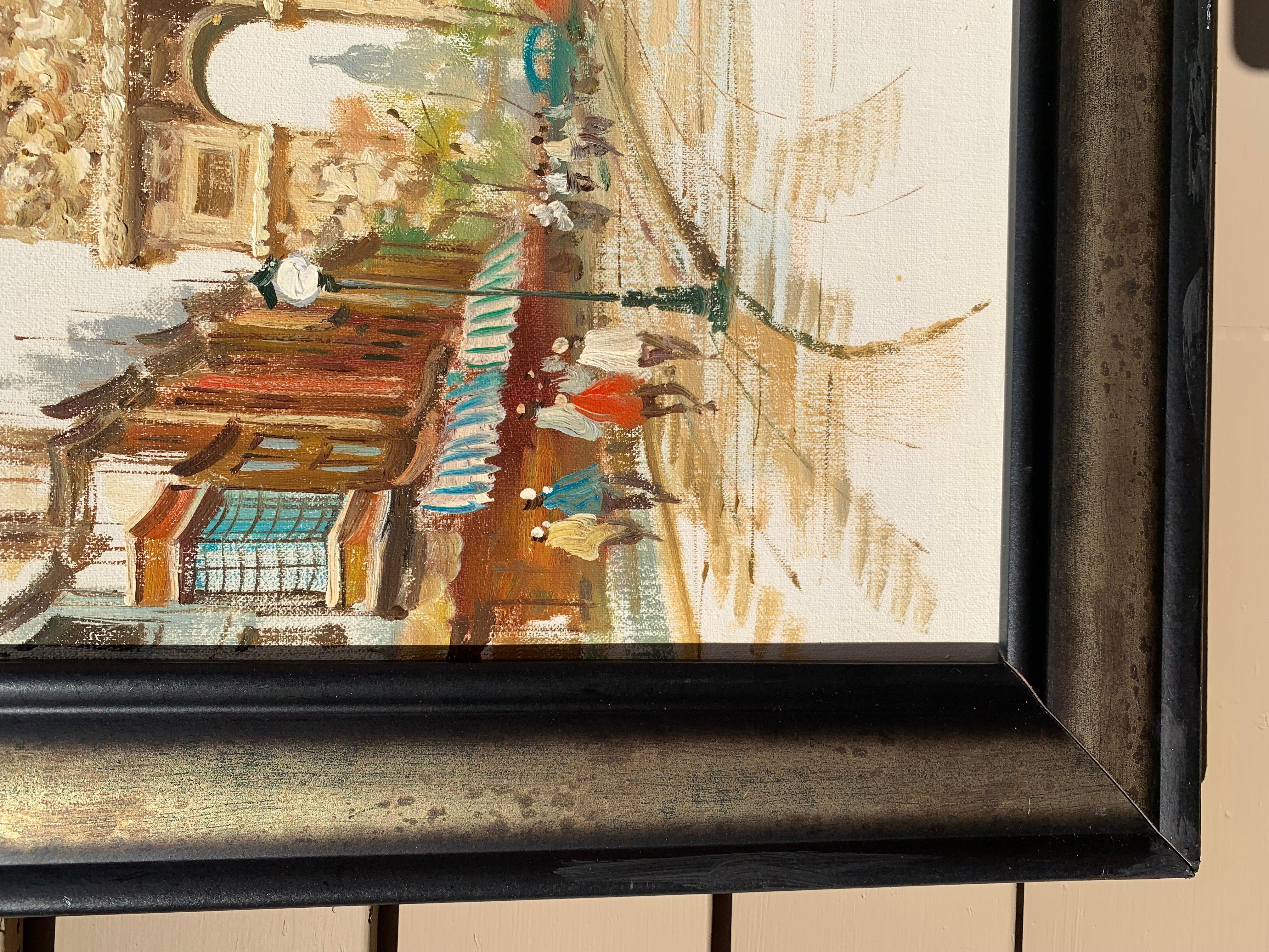 Dipinto a olio su tela originale Francia, Parigi, Arco di Trionfo, firmato, incorniciato - Painting Impressionismo di Unknown